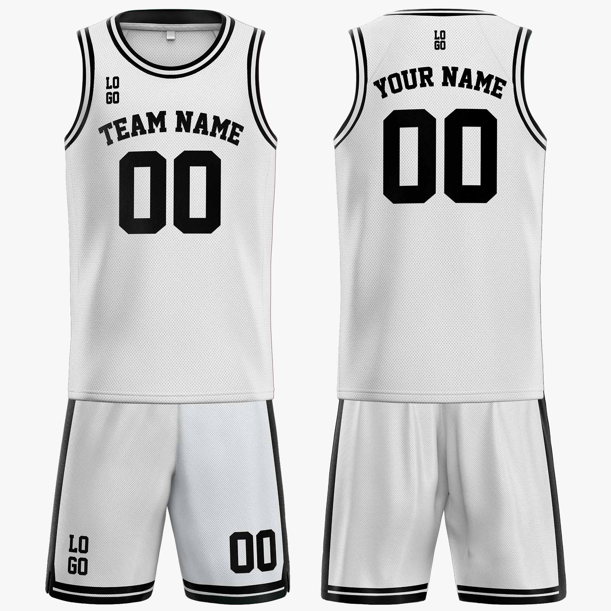 Custom Basketball Jersey White and Black - Design Your Own
