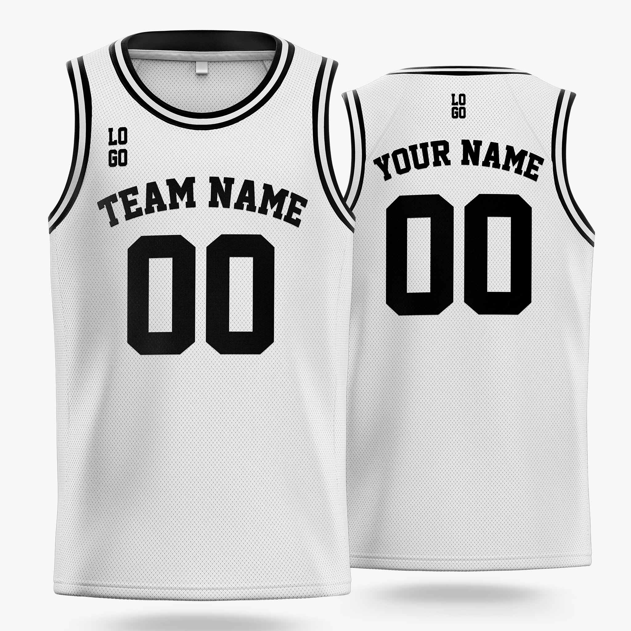 Custom Basketball Jersey White and Black - Design Your Own