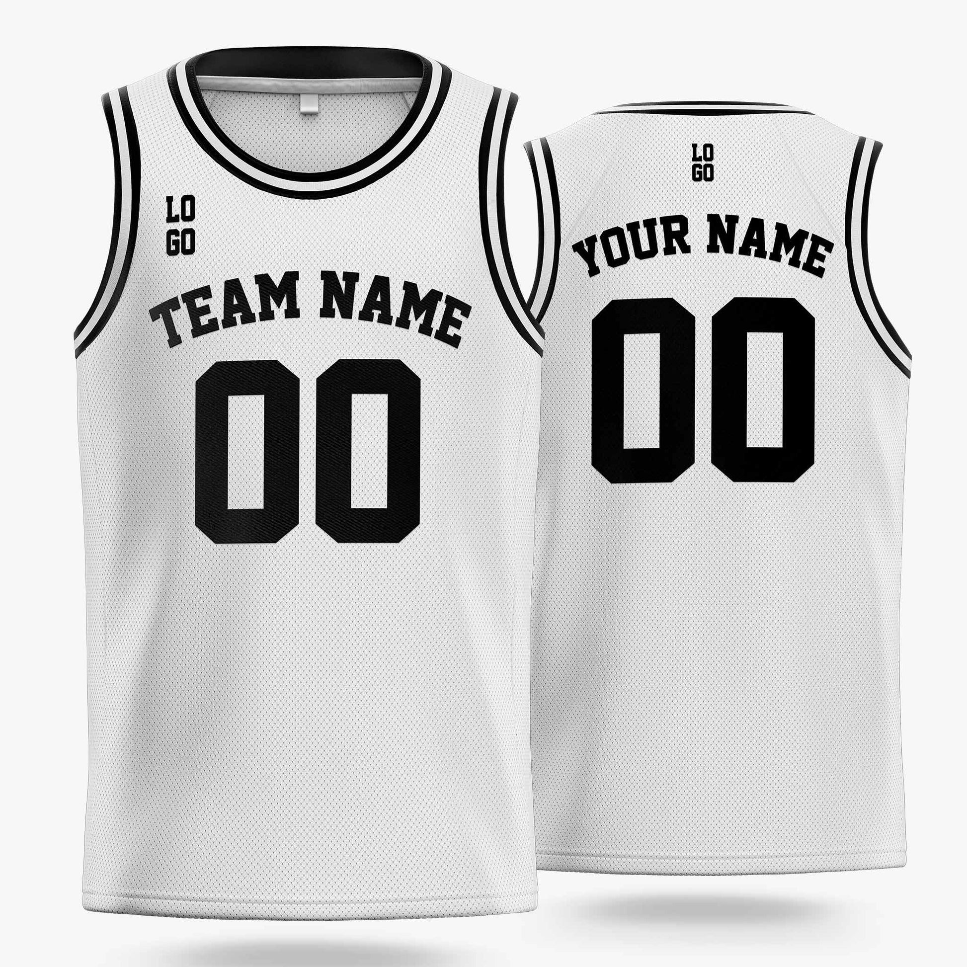 Custom Basketball Jersey White and Black - Design Your Own