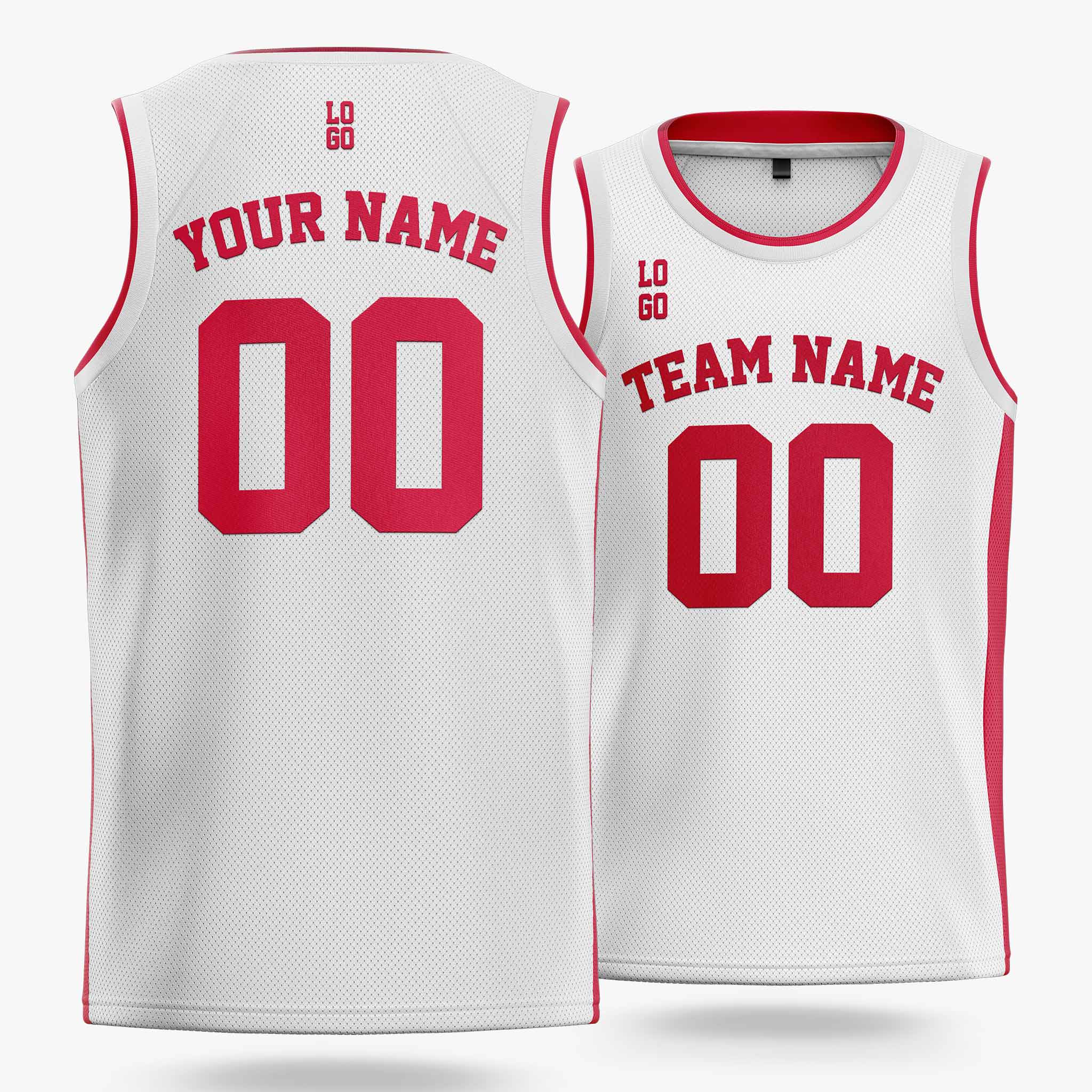 Custom Basketball Jersey White and Cardinal - Design Your Own