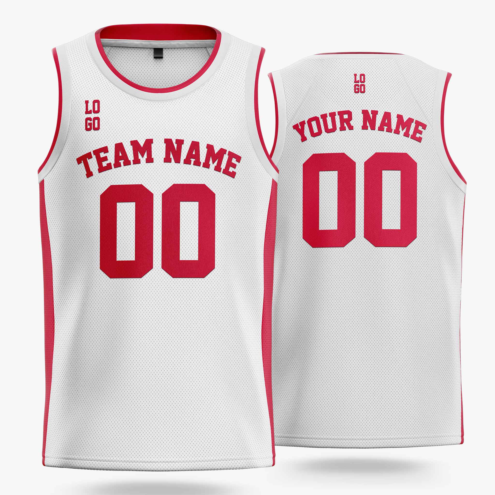 Custom Basketball Jersey White and Cardinal - Design Your Own