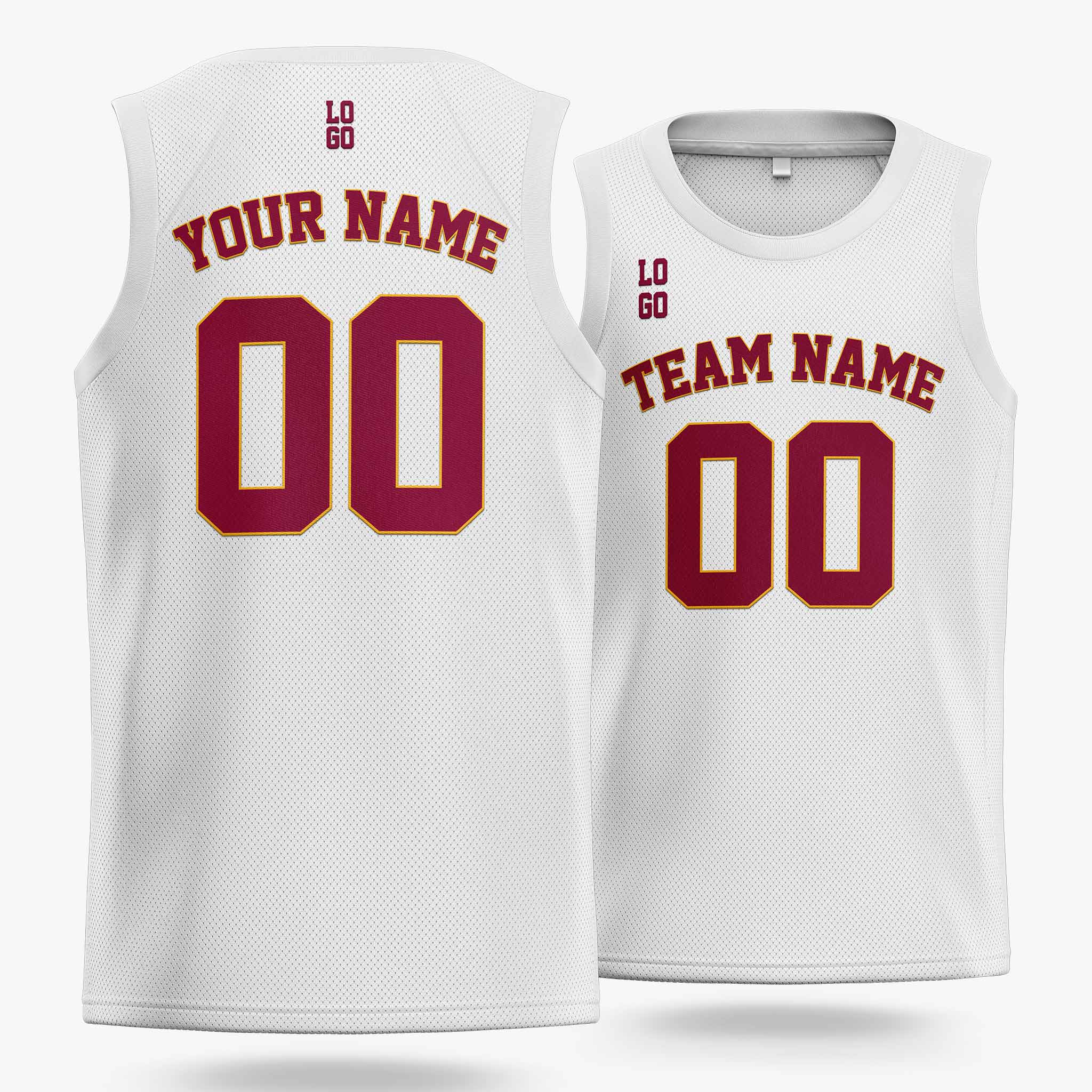 Custom Basketball Jersey White and Wine - Design Your Own
