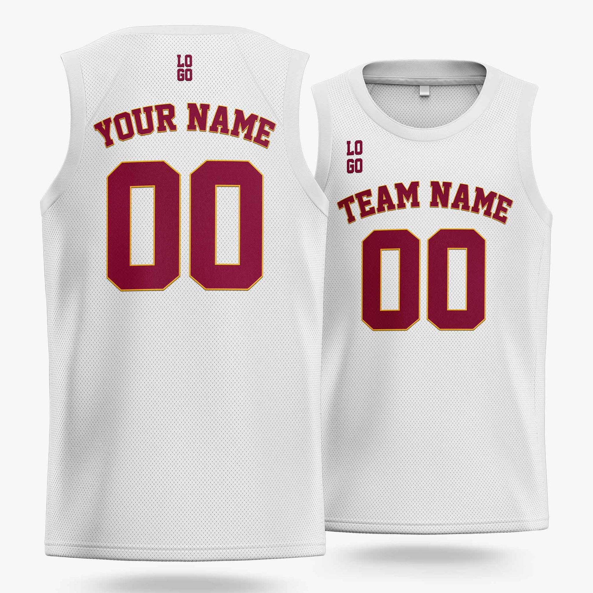 Custom Basketball Jersey White and Wine - Design Your Own