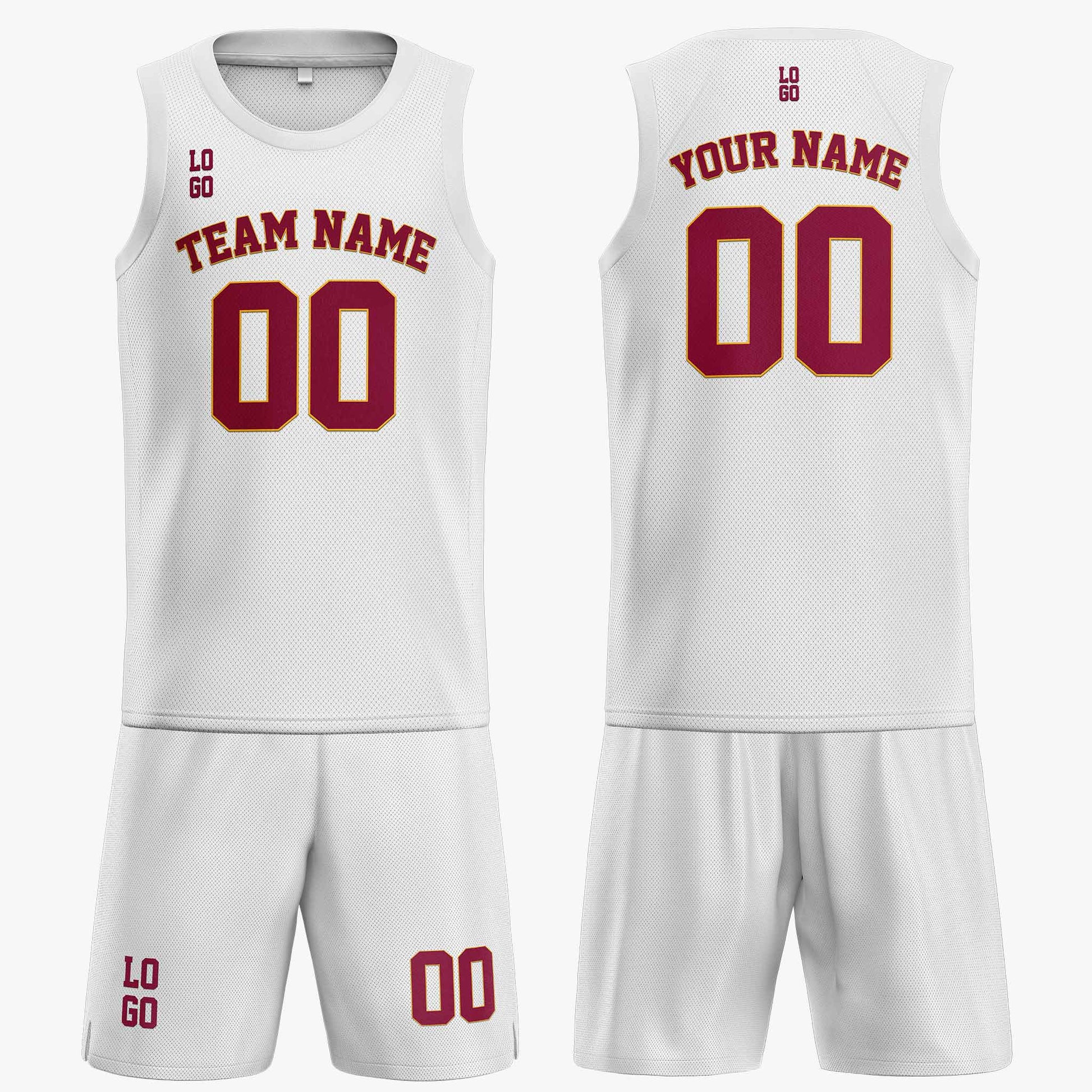 Custom Basketball Jersey White and Wine - Design Your Own