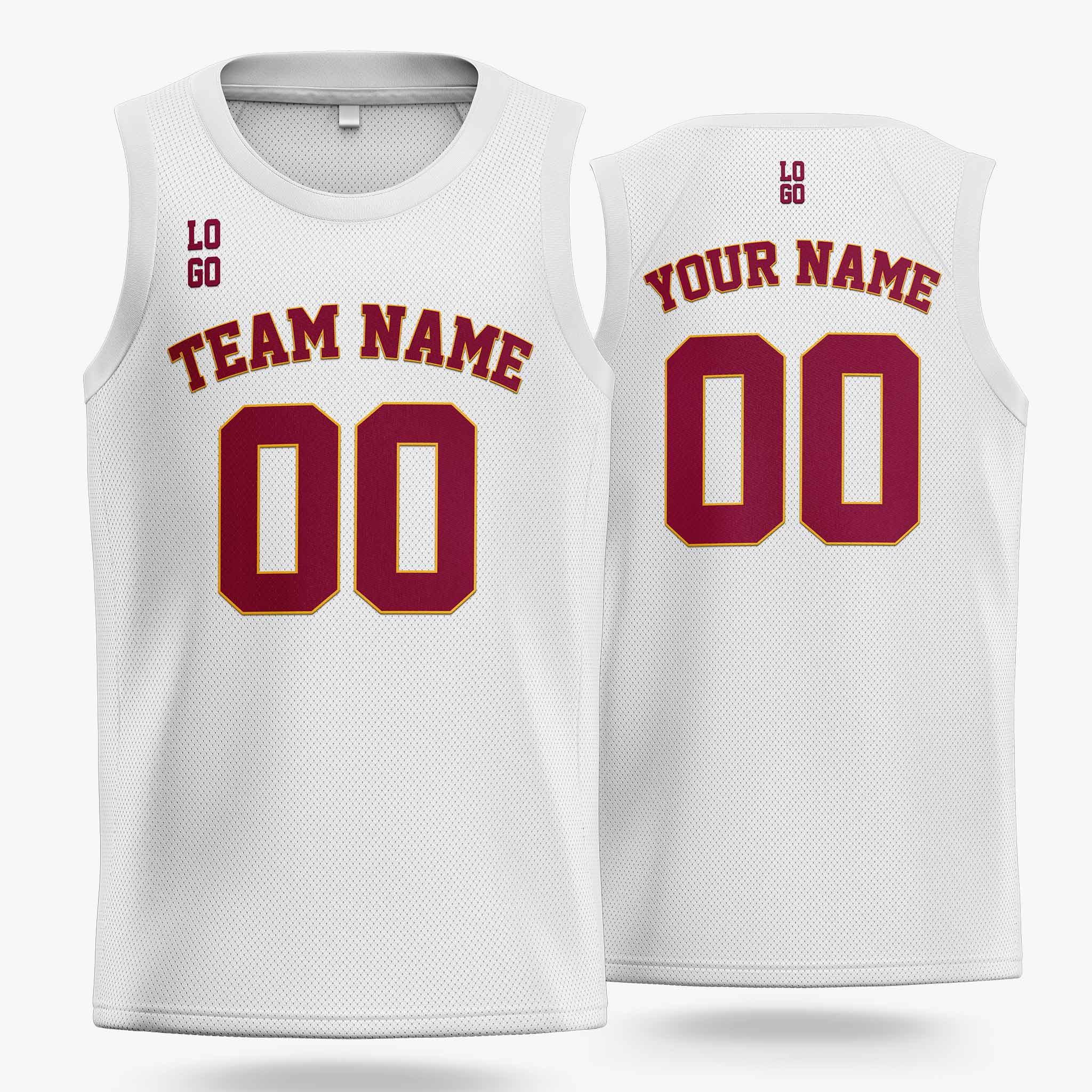 Custom Basketball Jersey White and Wine - Design Your Own