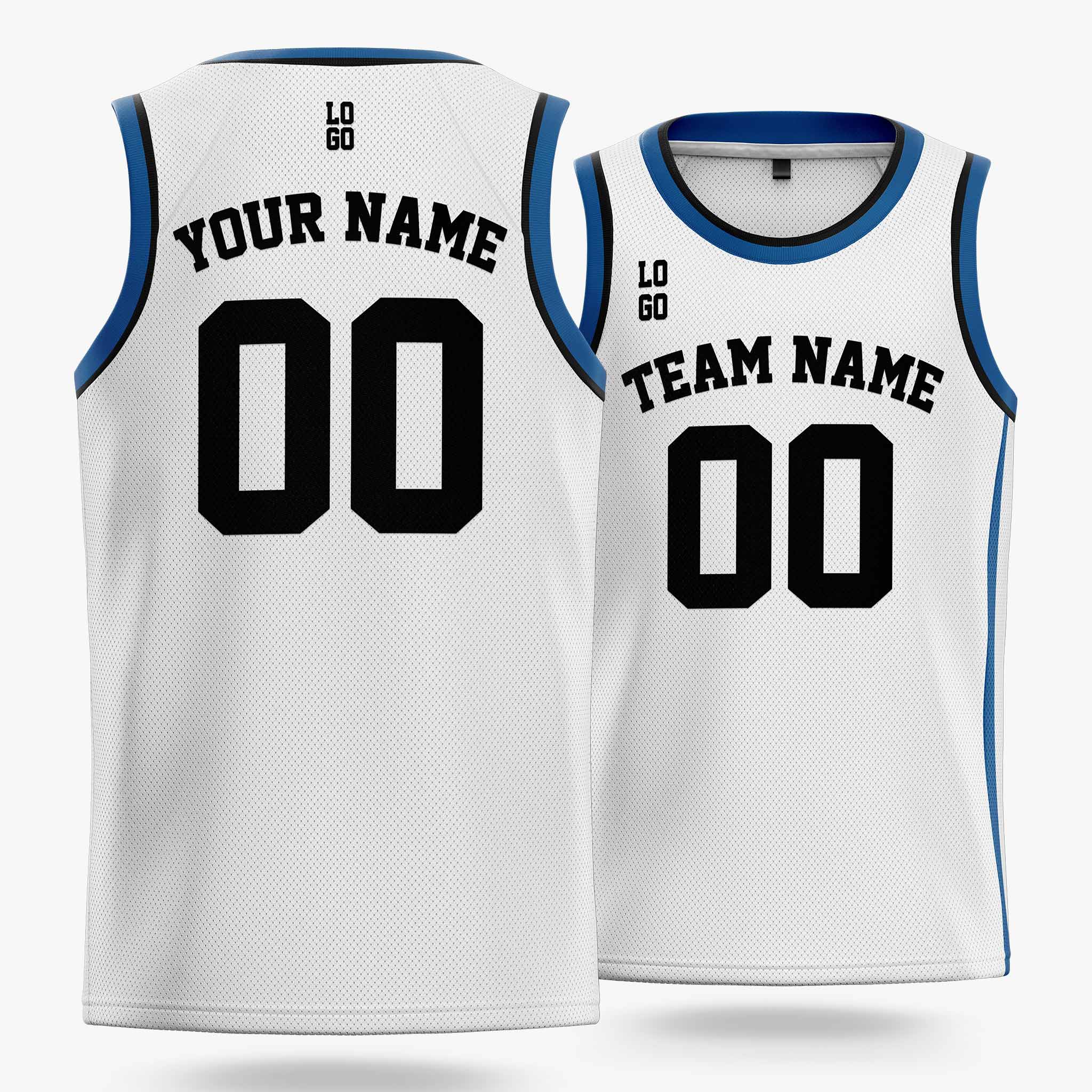 Custom Basketball Jersey White Dark Blue and Black - Design Your Own