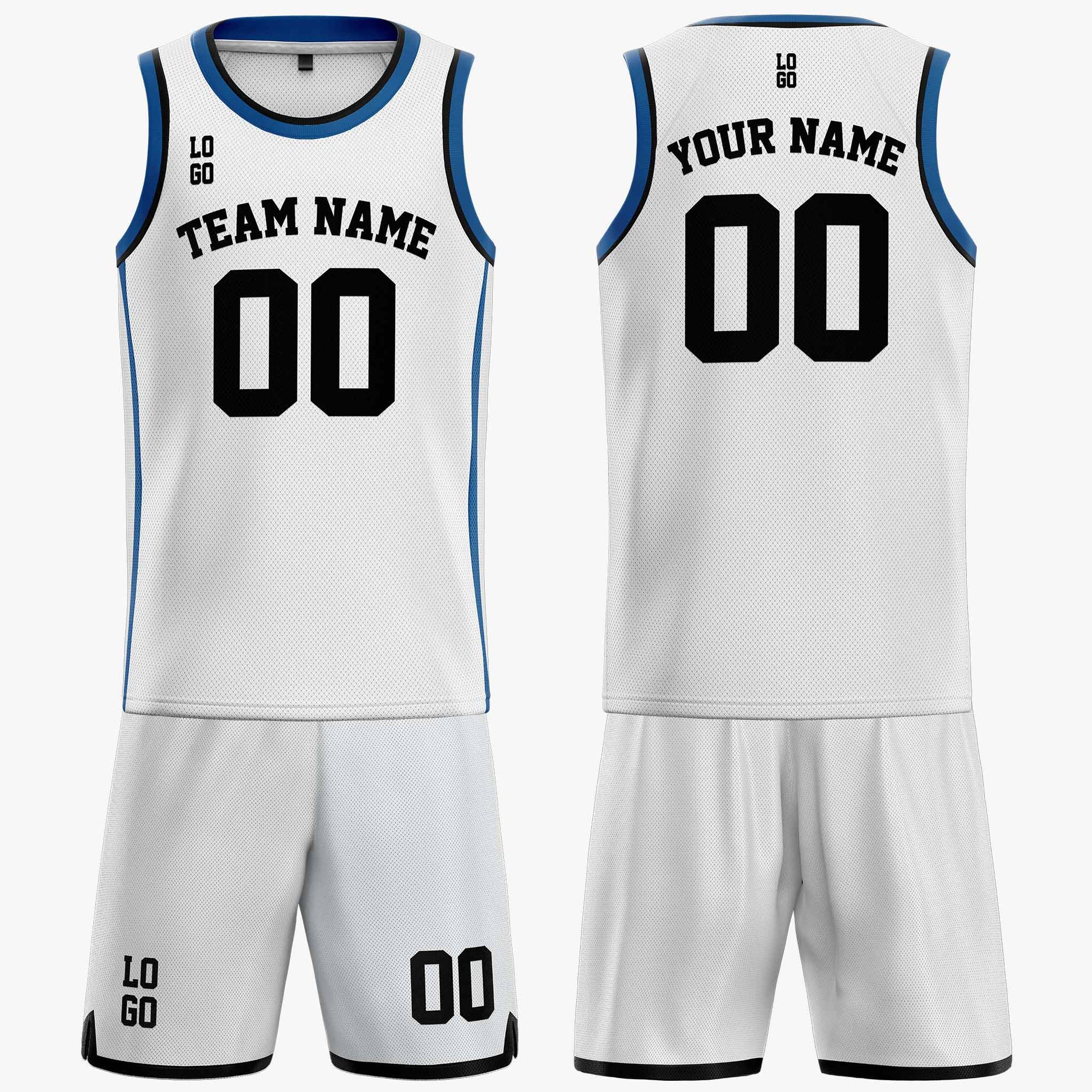 Custom Basketball Jersey White Dark Blue and Black - Design Your Own