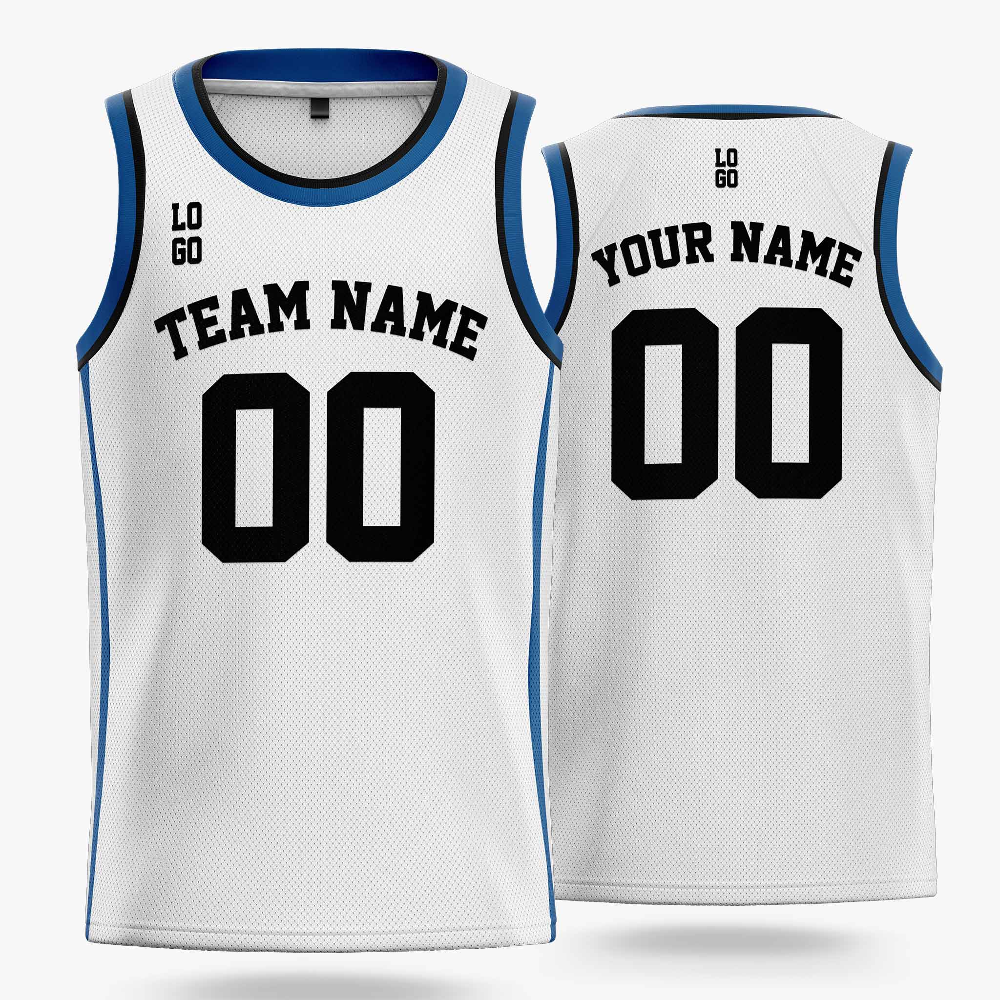 Custom Basketball Jersey White Dark Blue and Black - Design Your Own