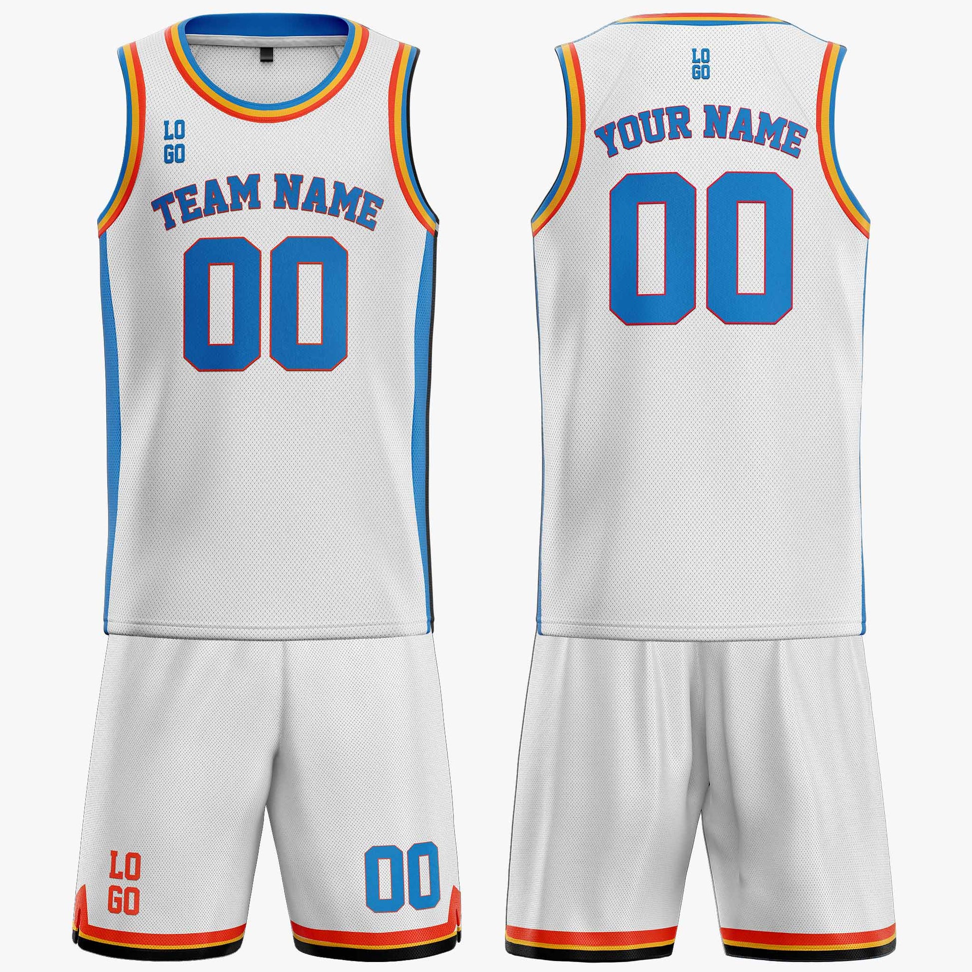 Custom Basketball Jersey White Gold and Blue - Design Your Own