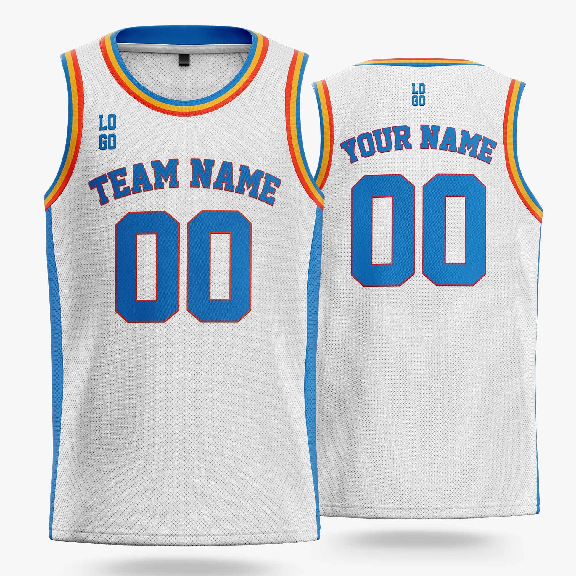 Custom Basketball Jersey White Gold and Blue - Design Your Own