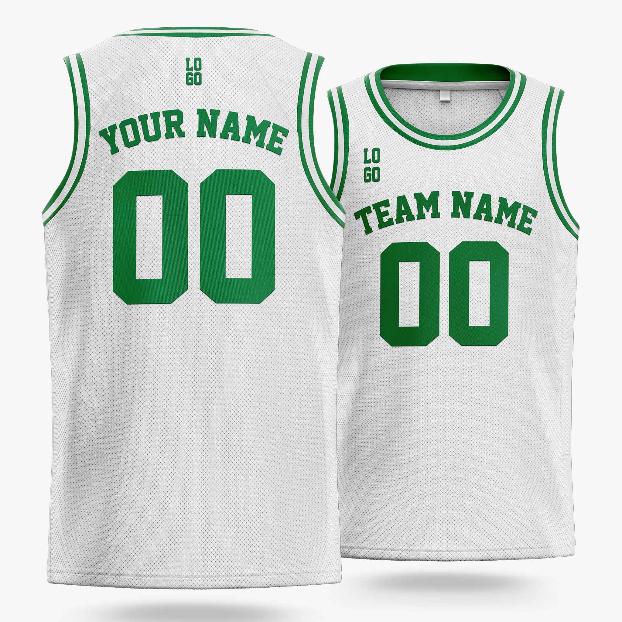Custom Basketball Jersey White and Green - Design Your Own