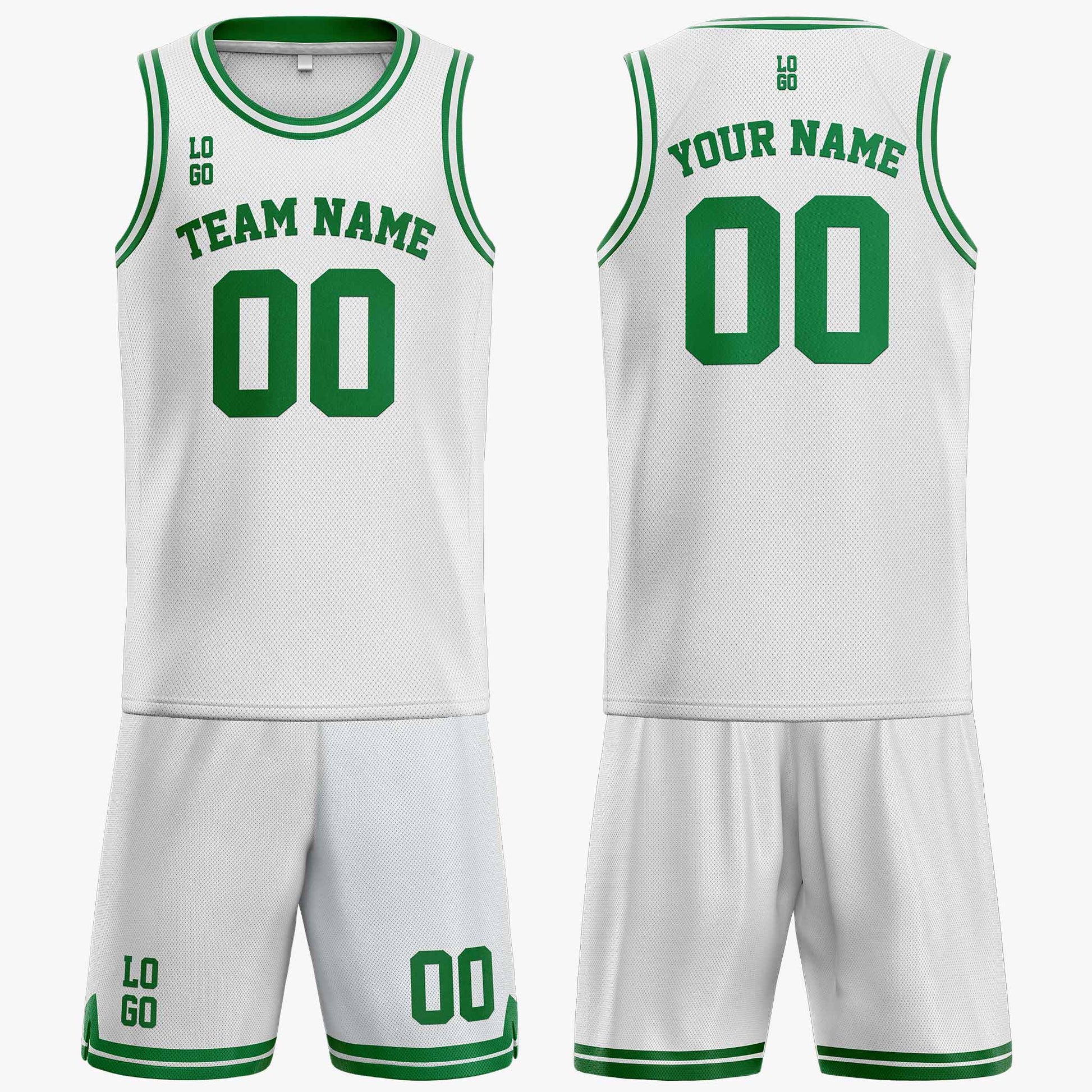 Custom Basketball Jersey White and Green - Design Your Own