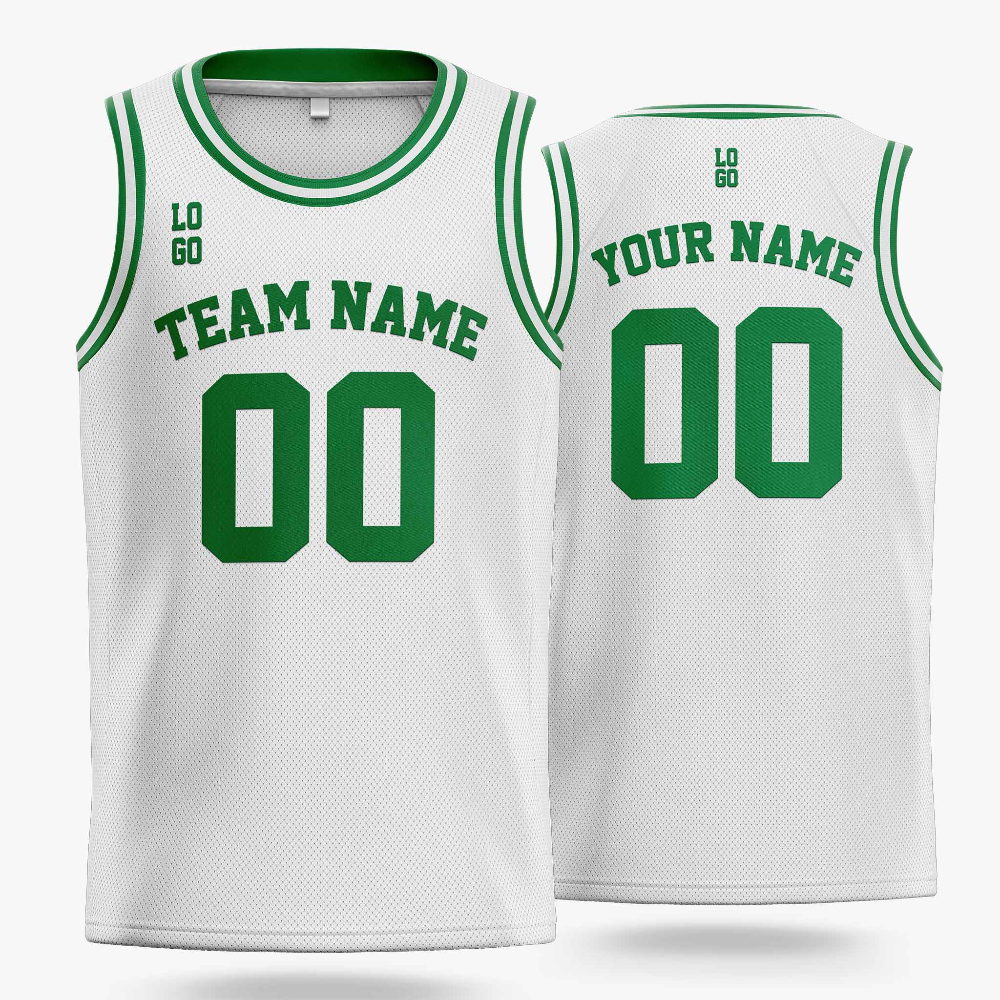 Custom Basketball Jersey White and Green - Design Your Own