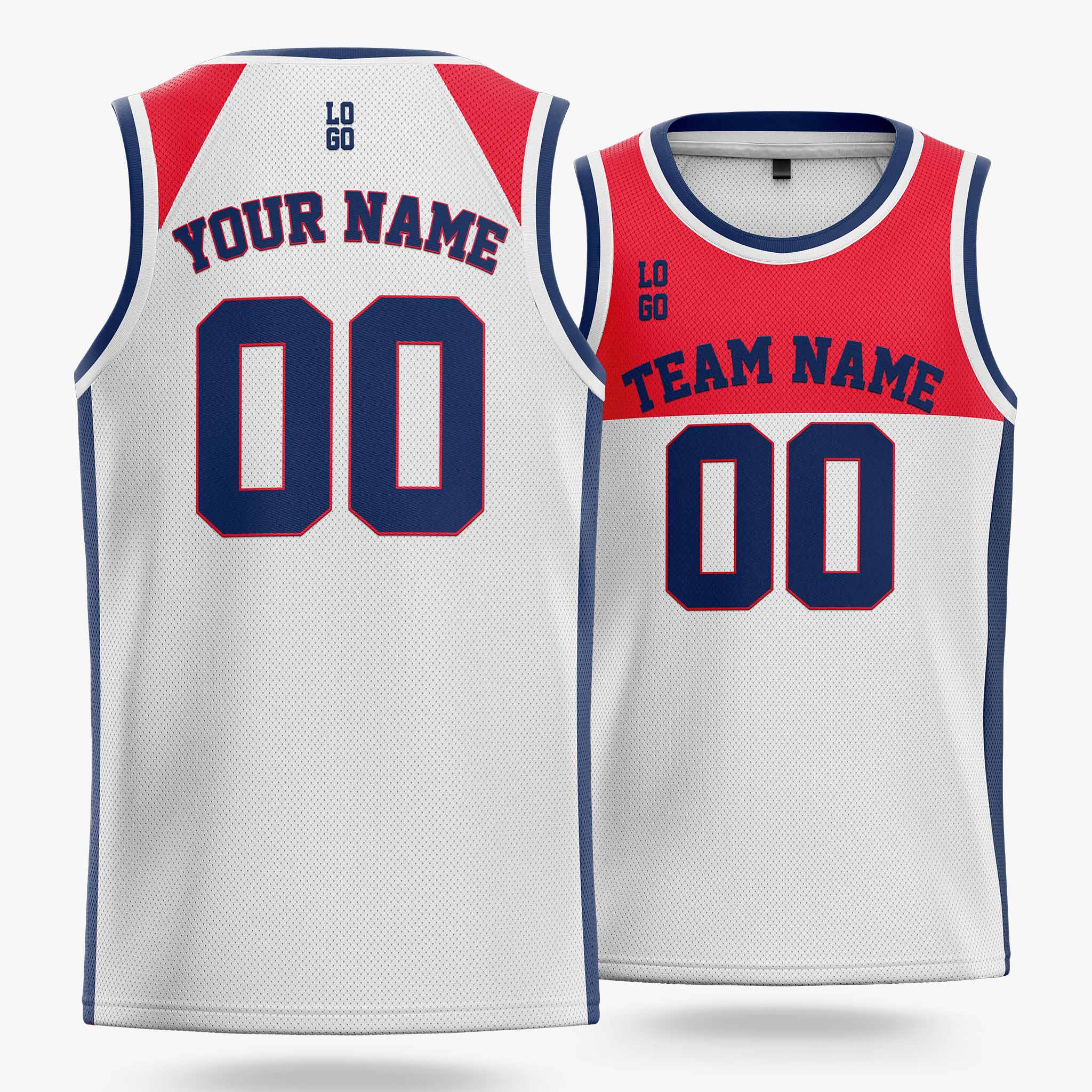 Custom Basketball Jersey White Persian Red and Navy - Design Your Own