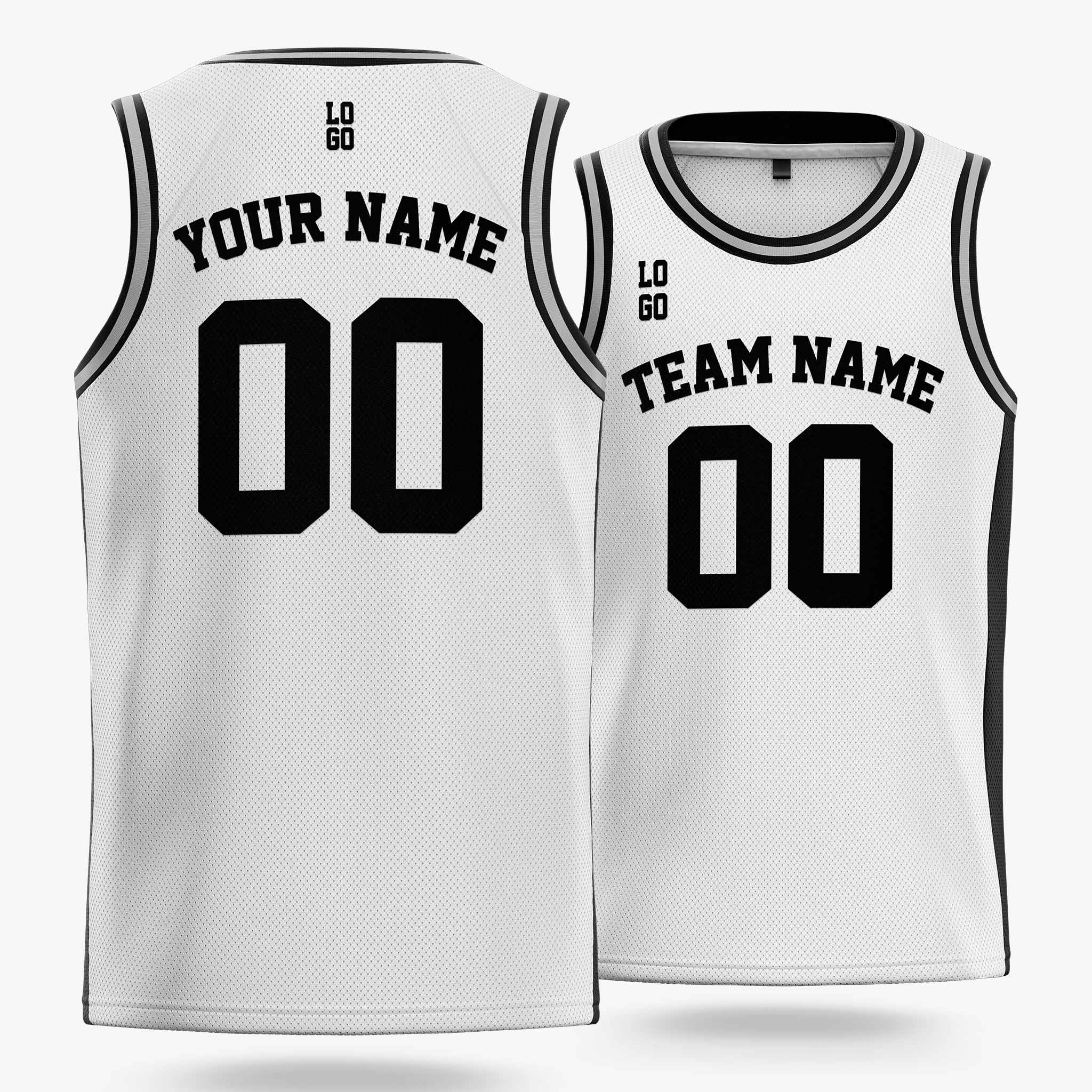 Custom Basketball Jersey White Silver and Black - Design Your Own