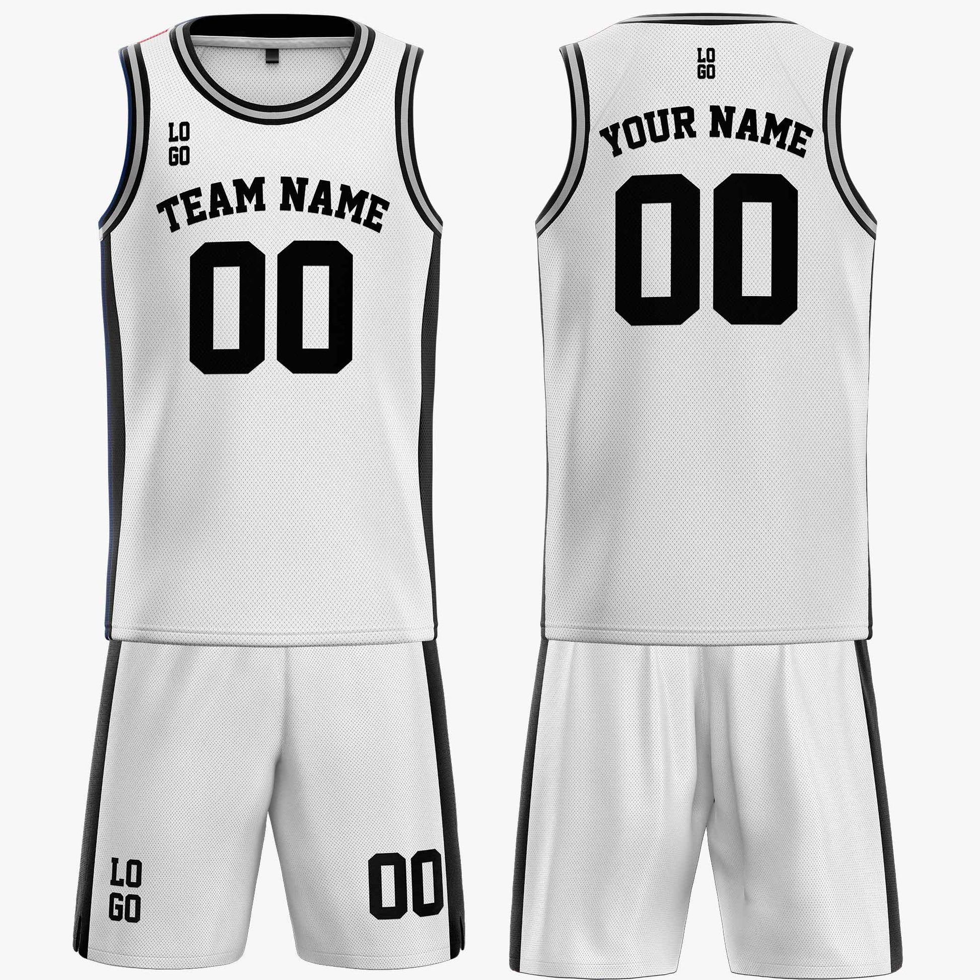 Custom Basketball Jersey White Silver and Black - Design Your Own