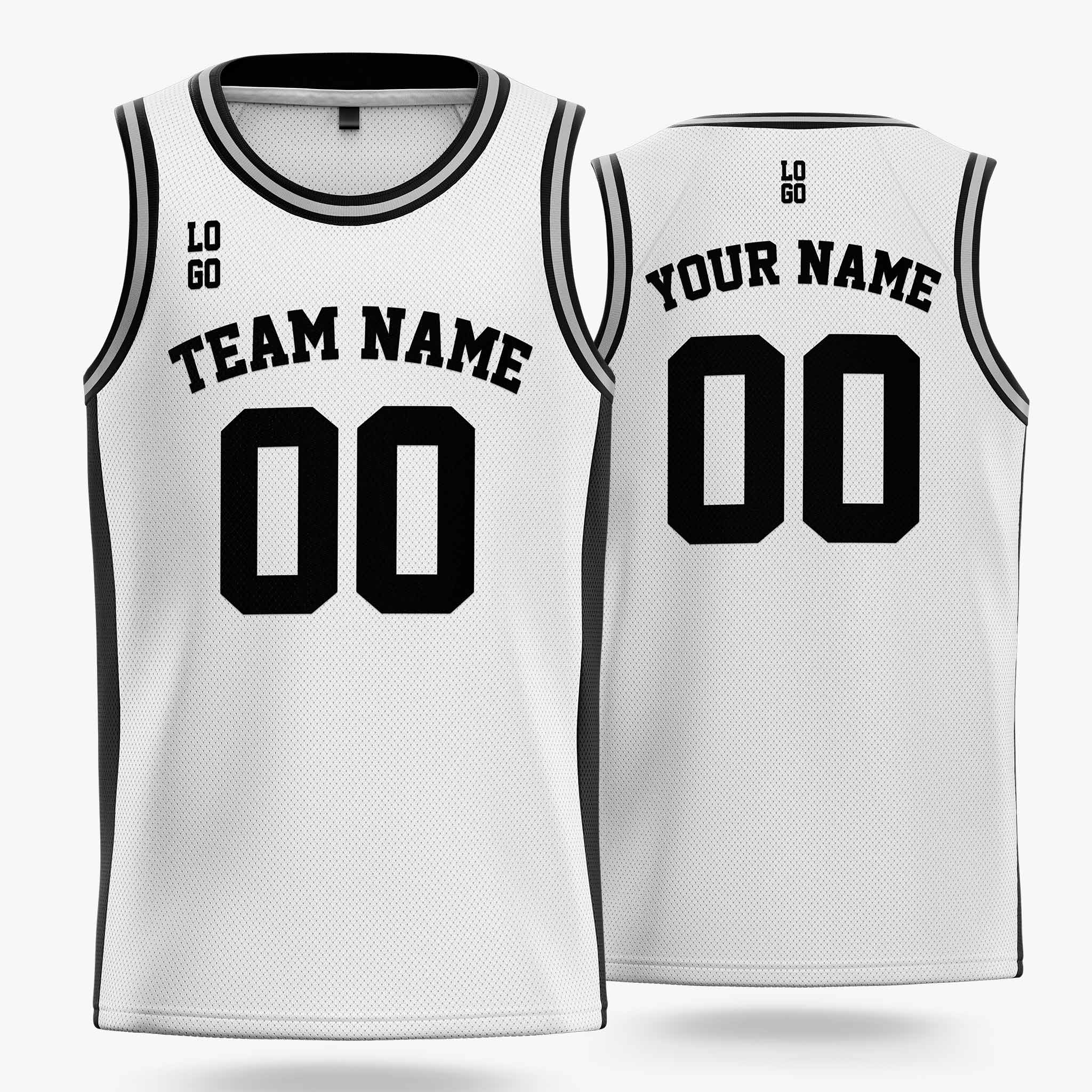 Custom Basketball Jersey White Silver and Black - Design Your Own