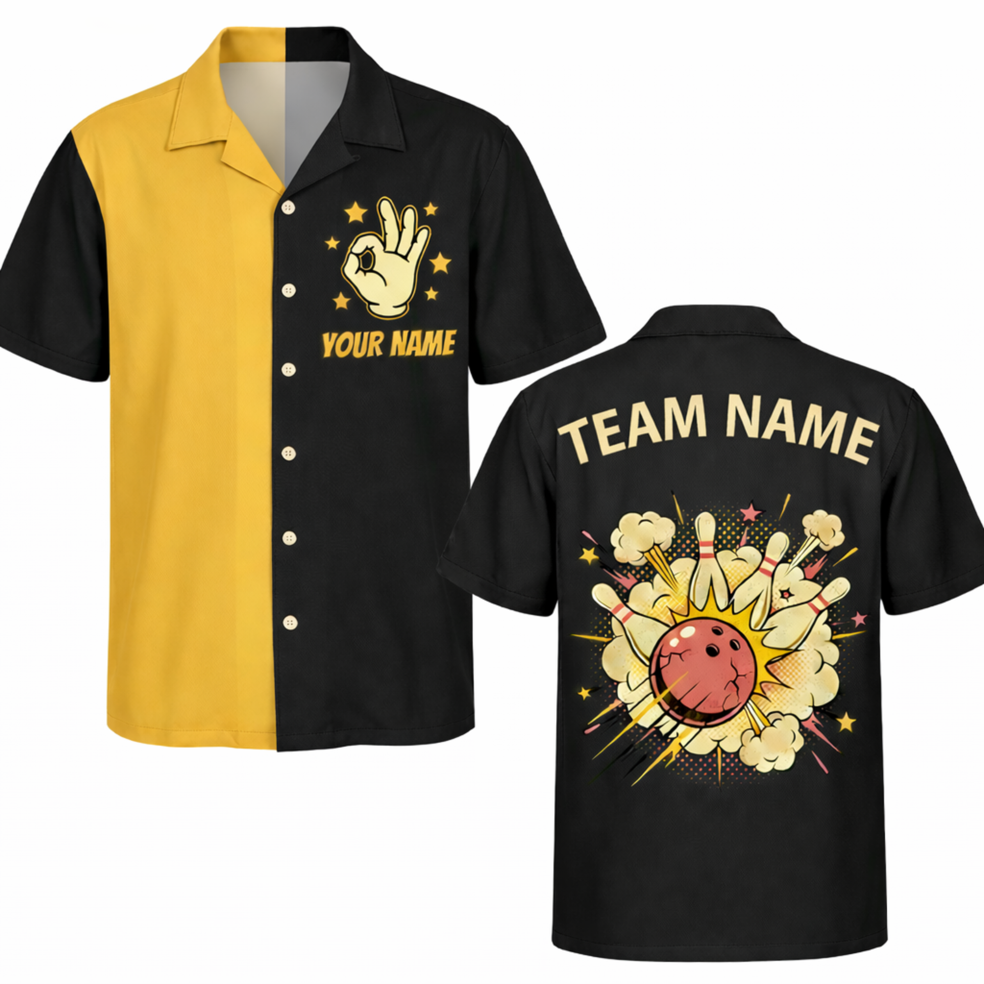 Custom Bowling Jersey Black and Gold – Add Your Name and Team Name