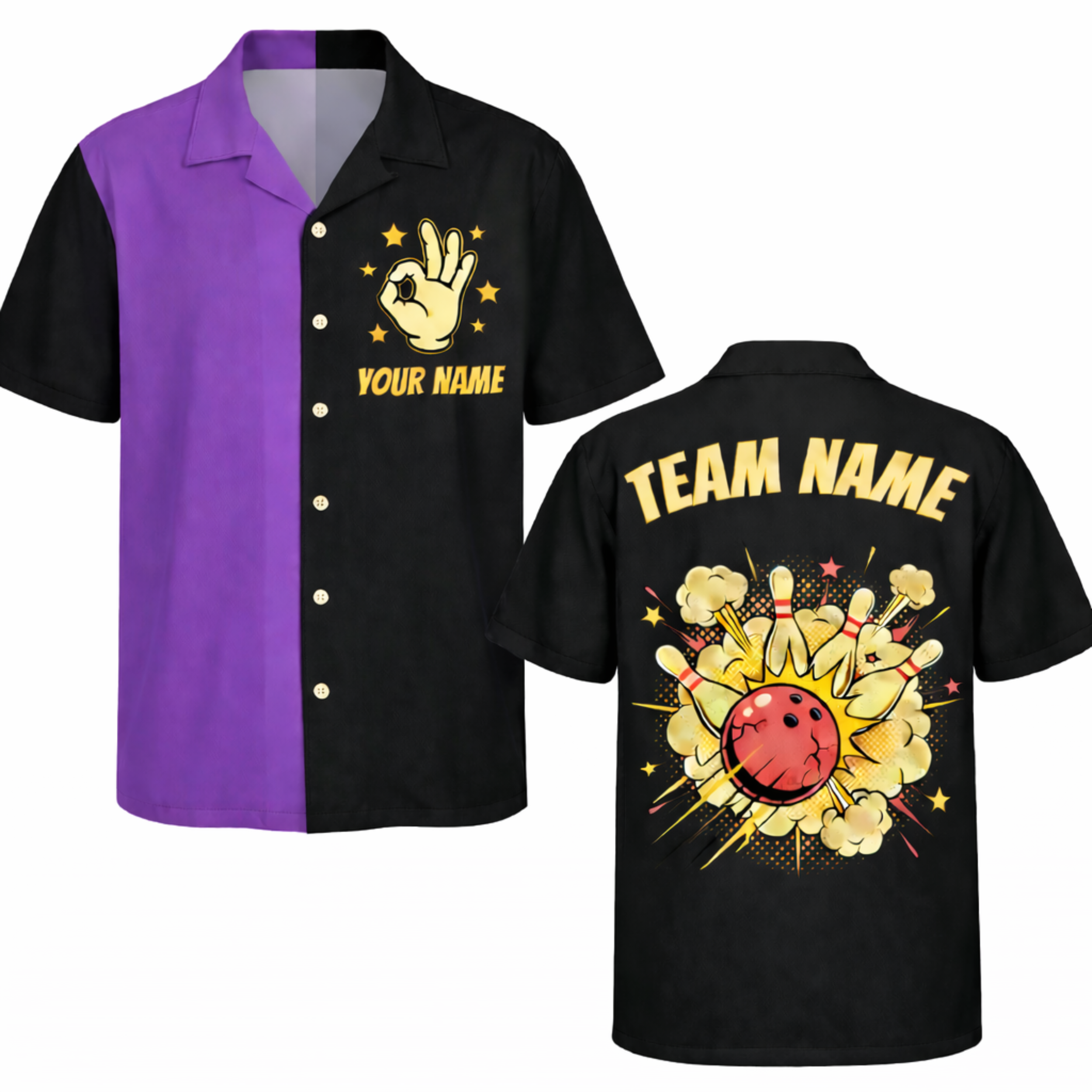 Custom Bowling Jersey Purple and Black – Add Your Name and Team Name