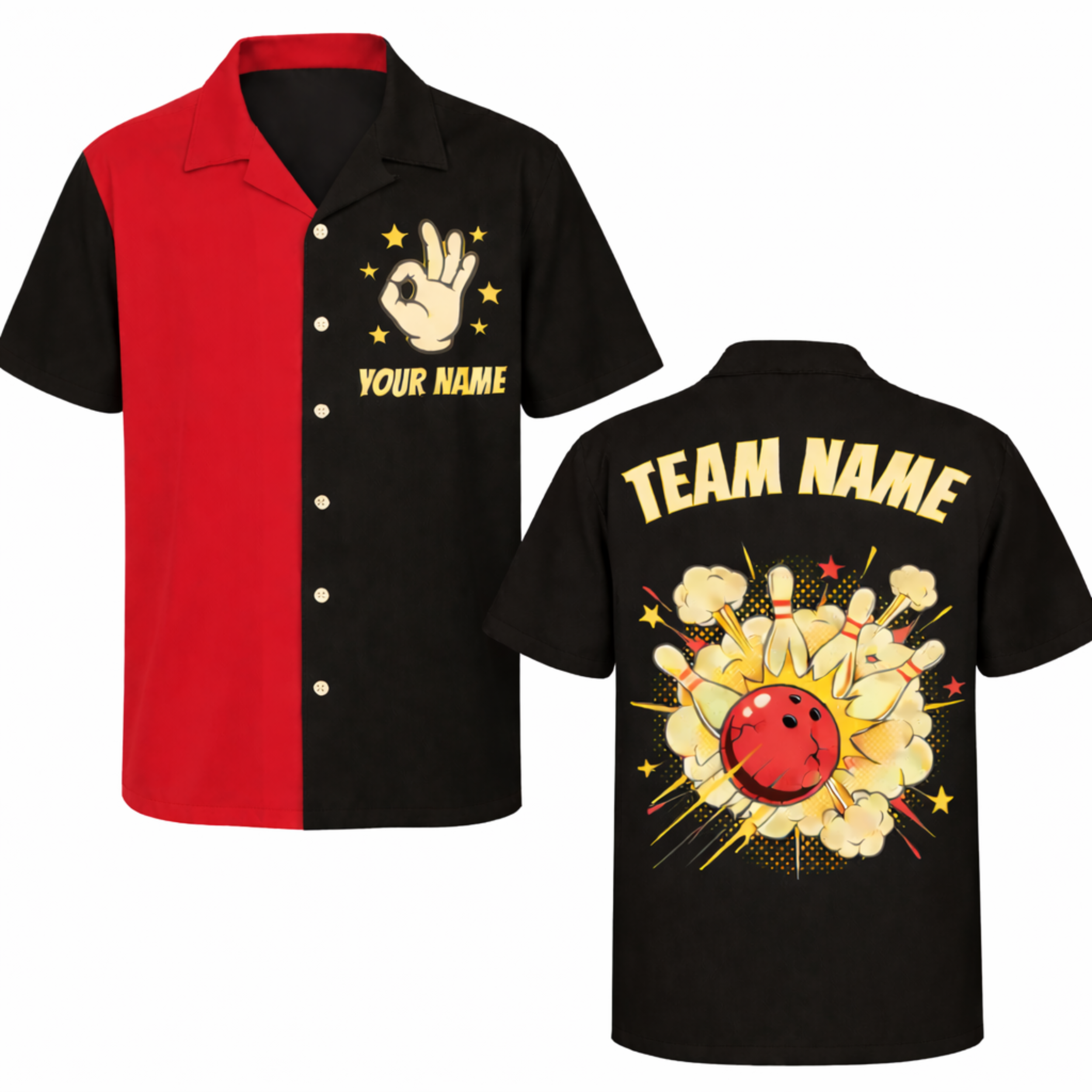 Custom Bowling Jersey Red and Black – Add Your Name and Team Name