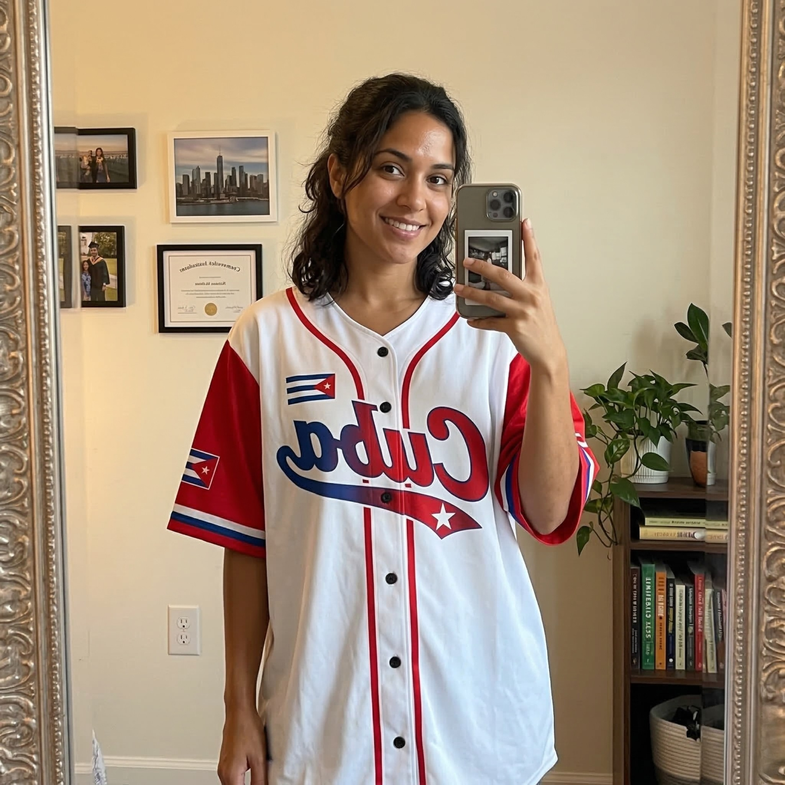 Custom Cuba Baseball Jersey White and Red with Flag Design - Add Your Name