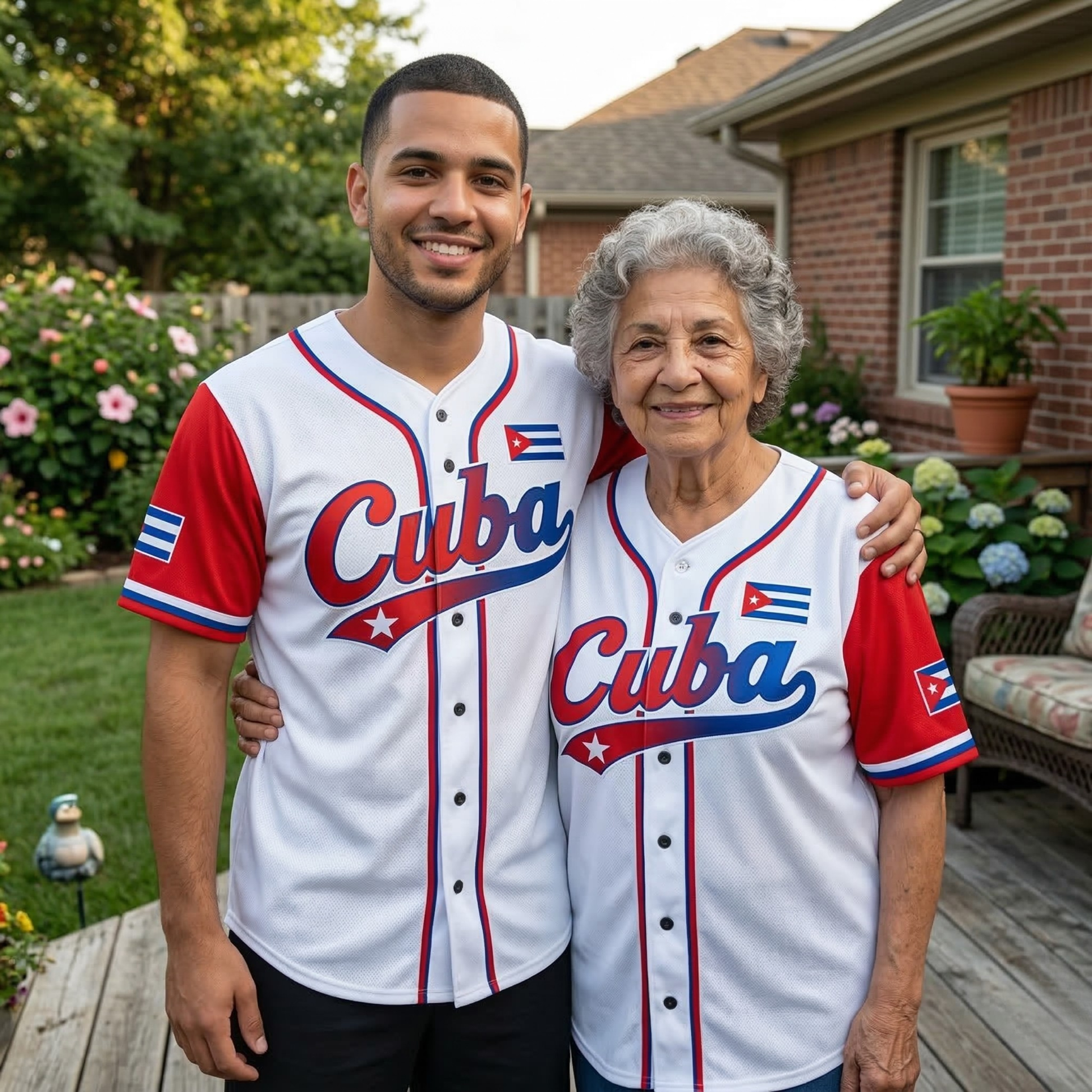 Custom Cuba Baseball Jersey White and Red with Flag Design - Add Your Name