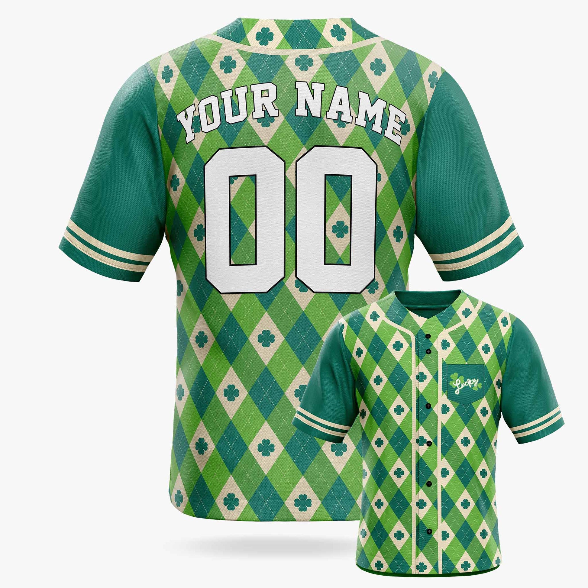 Custom St. Patrick's Day Baseball Jersey Shamrock & Lucky - Design Your Own