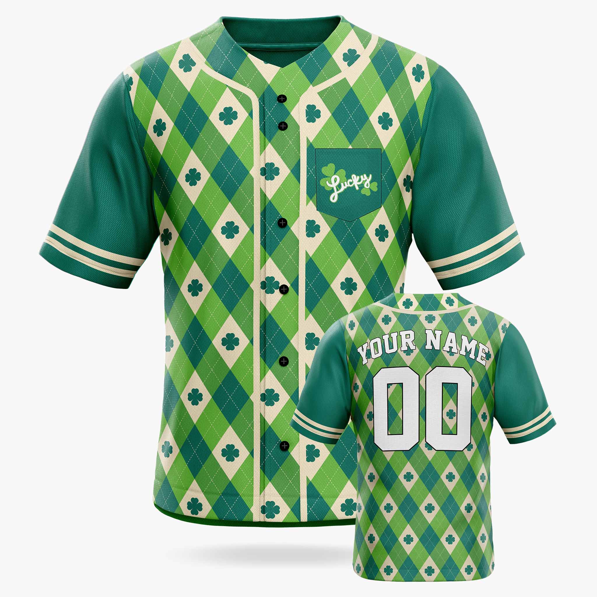Custom St. Patrick's Day Baseball Jersey Shamrock & Lucky - Design Your Own