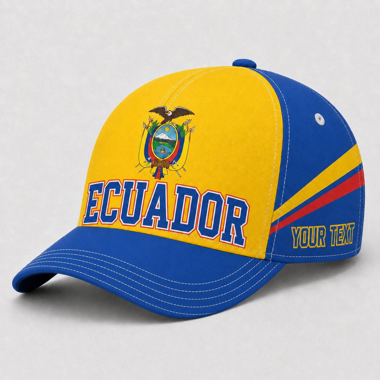 Custom Ecuador Baseball Cap, Add Your Name, Team Name and Number