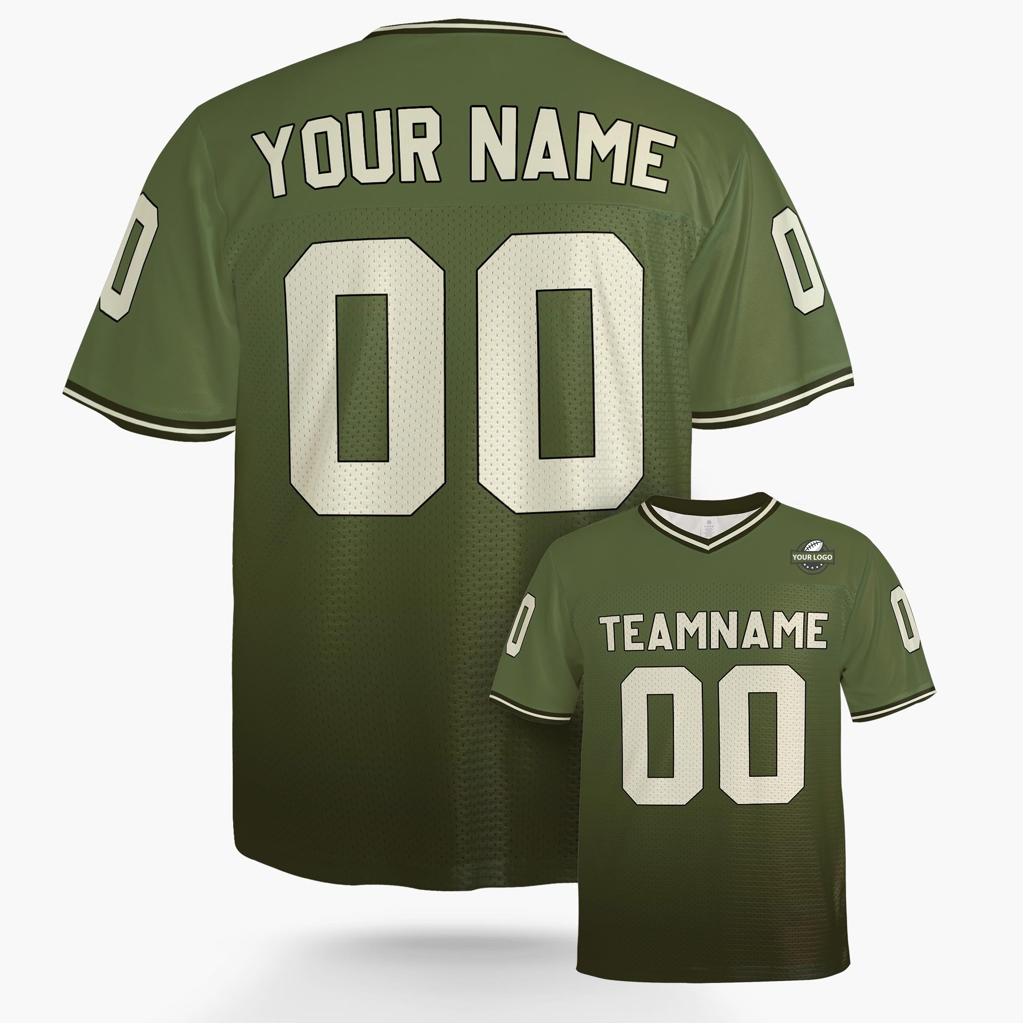 Custom Football Jersey Army Green and Dark Green Gradient - Design Your Own