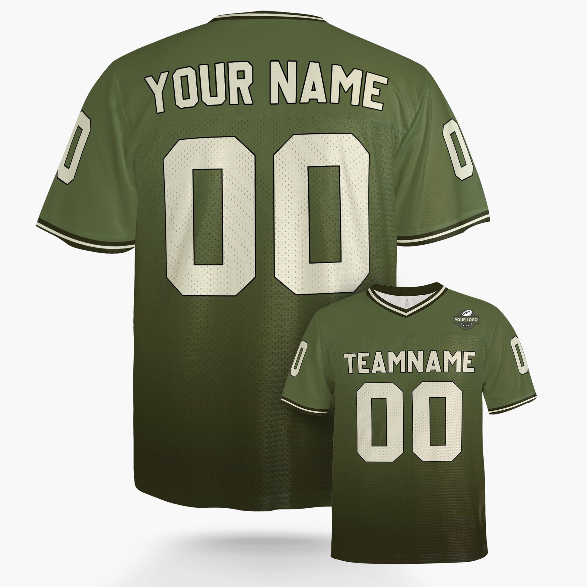 Custom Football Jersey Army Green and Dark Green Gradient - Design Your Own