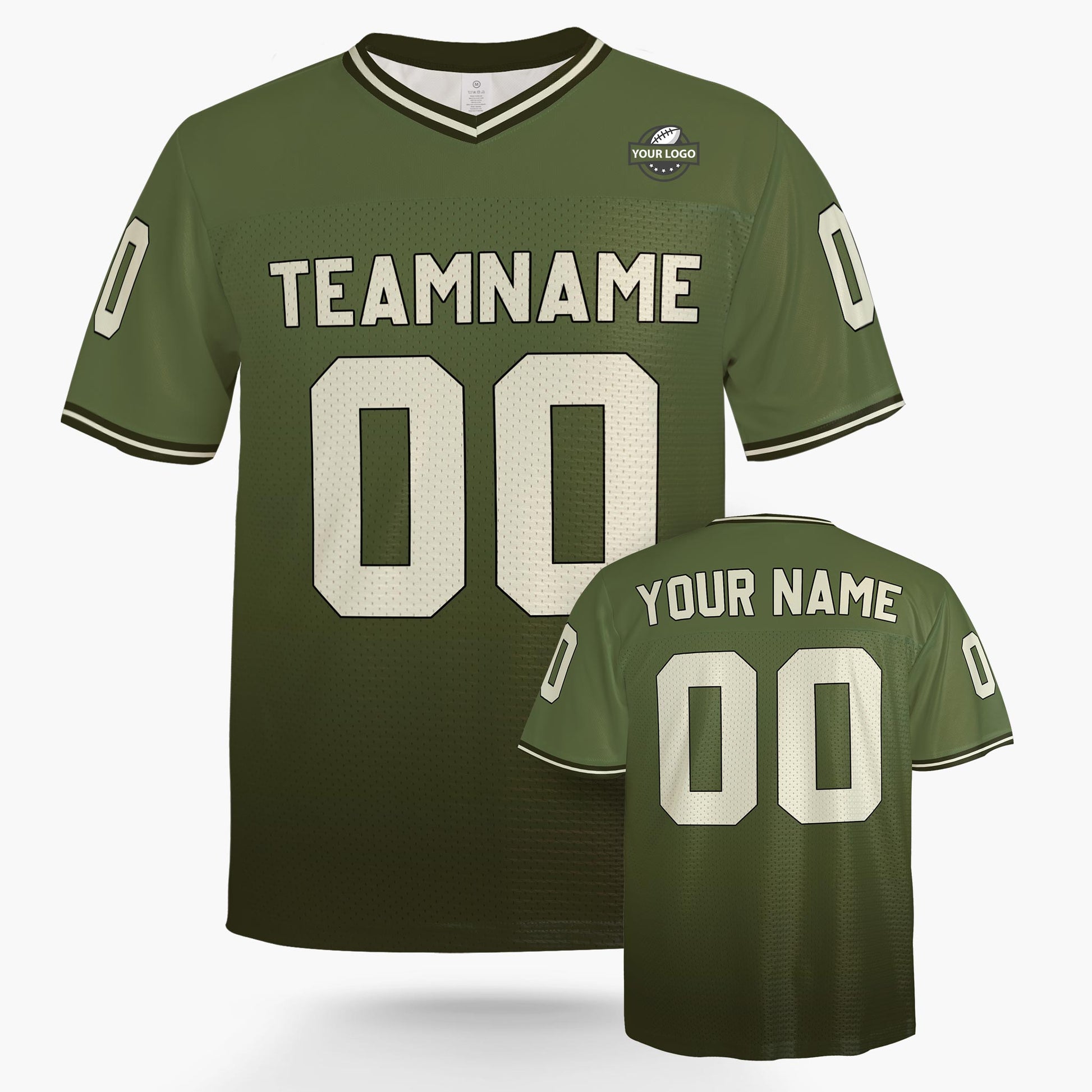 Custom Football Jersey Army Green and Dark Green Gradient - Design Your Own
