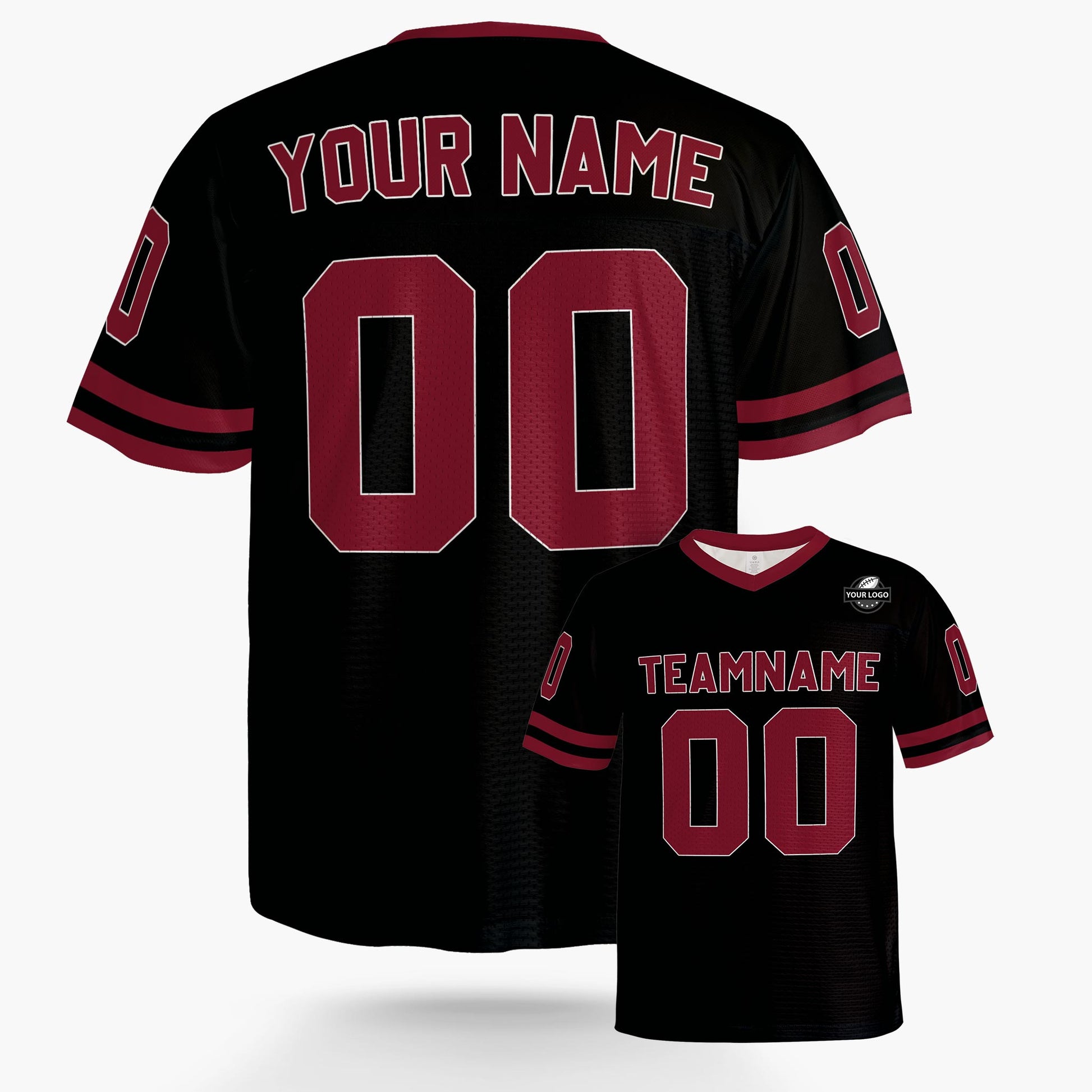Custom Football Jersey Black and Wine - Design Your Own