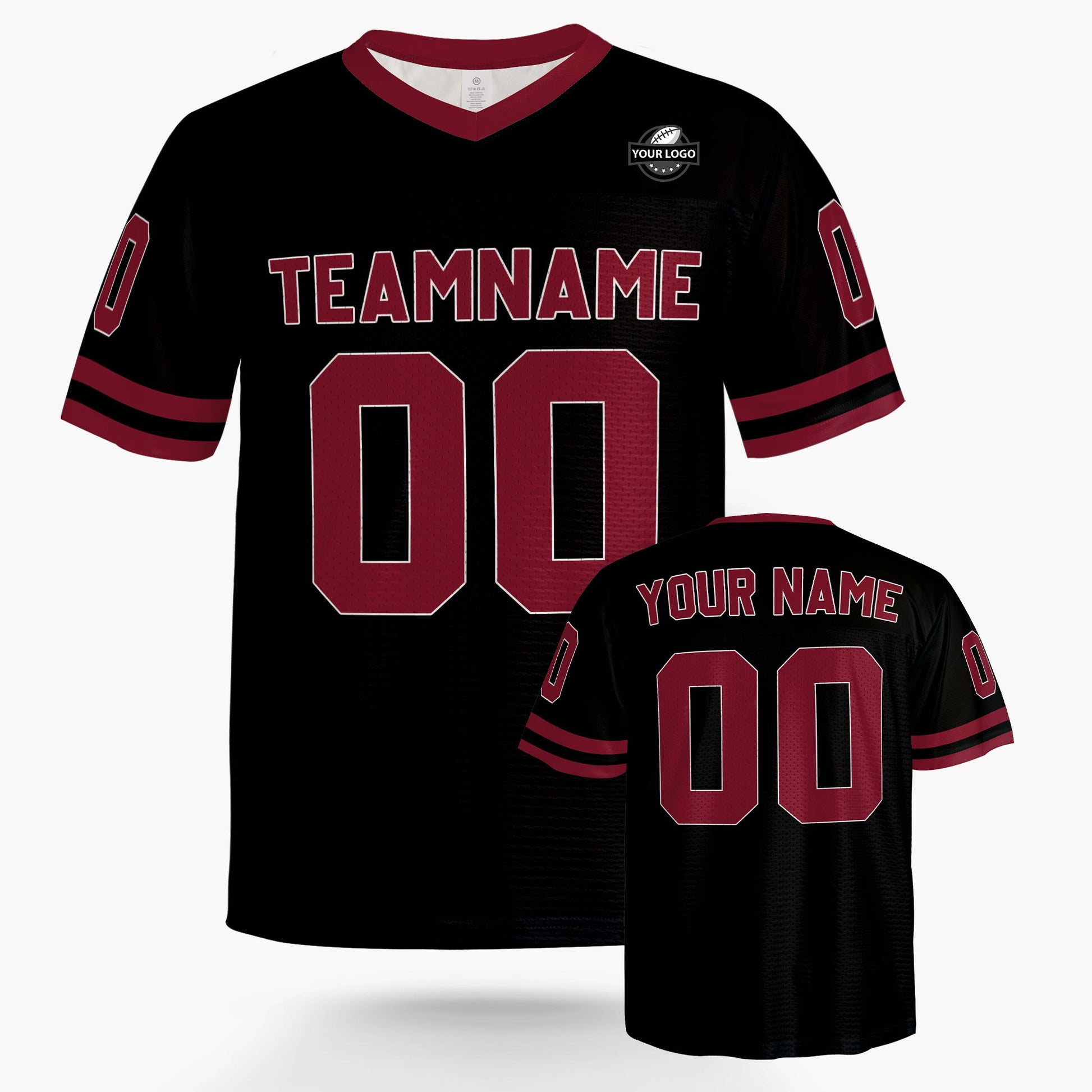 Custom Football Jersey Black and Wine - Design Your Own