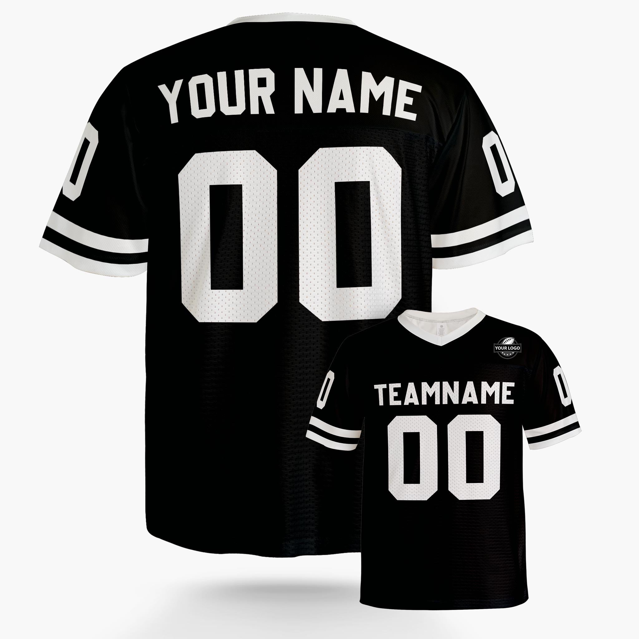 Custom Football Jersey Black and White - Design Your Own