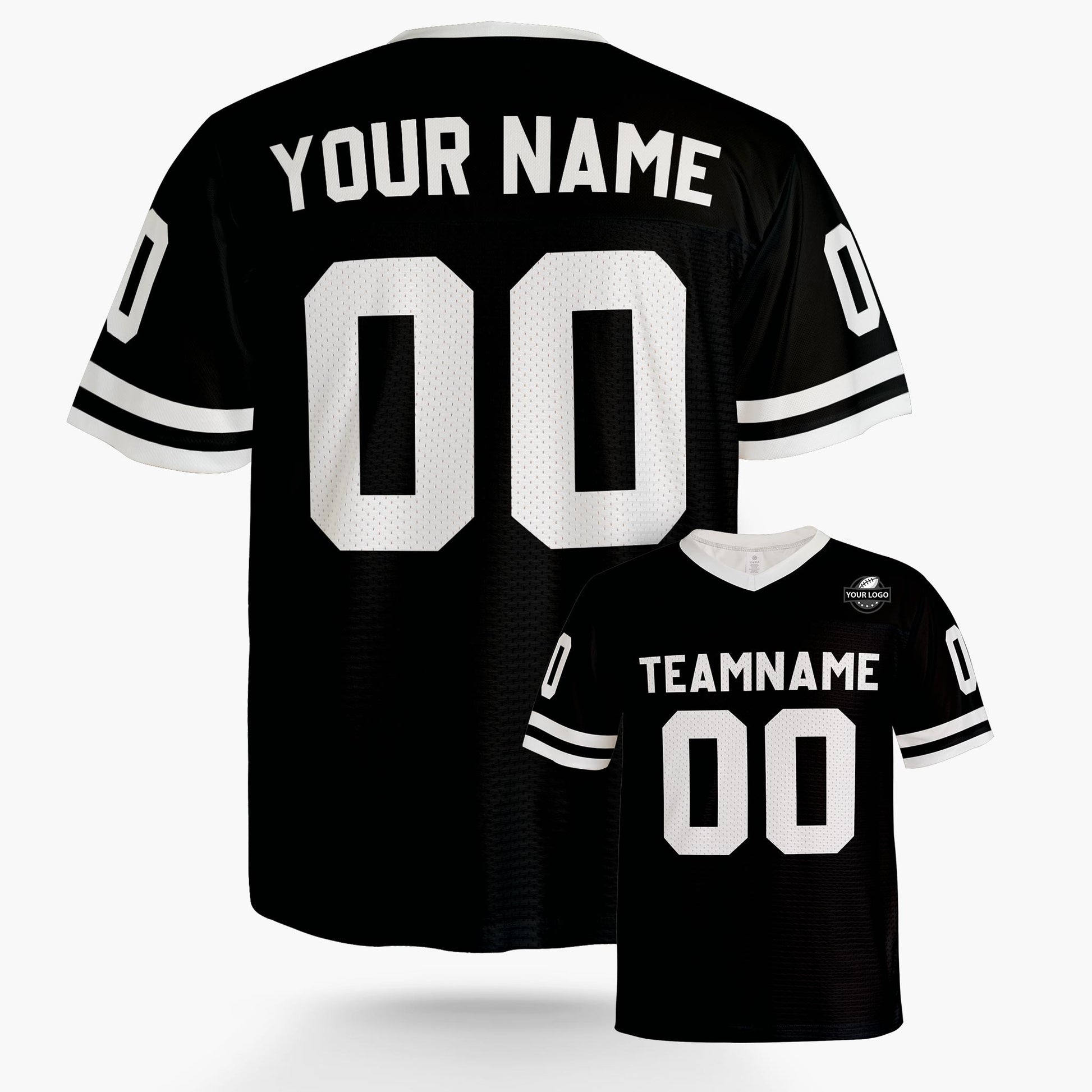 Custom Football Jersey Black and White - Design Your Own