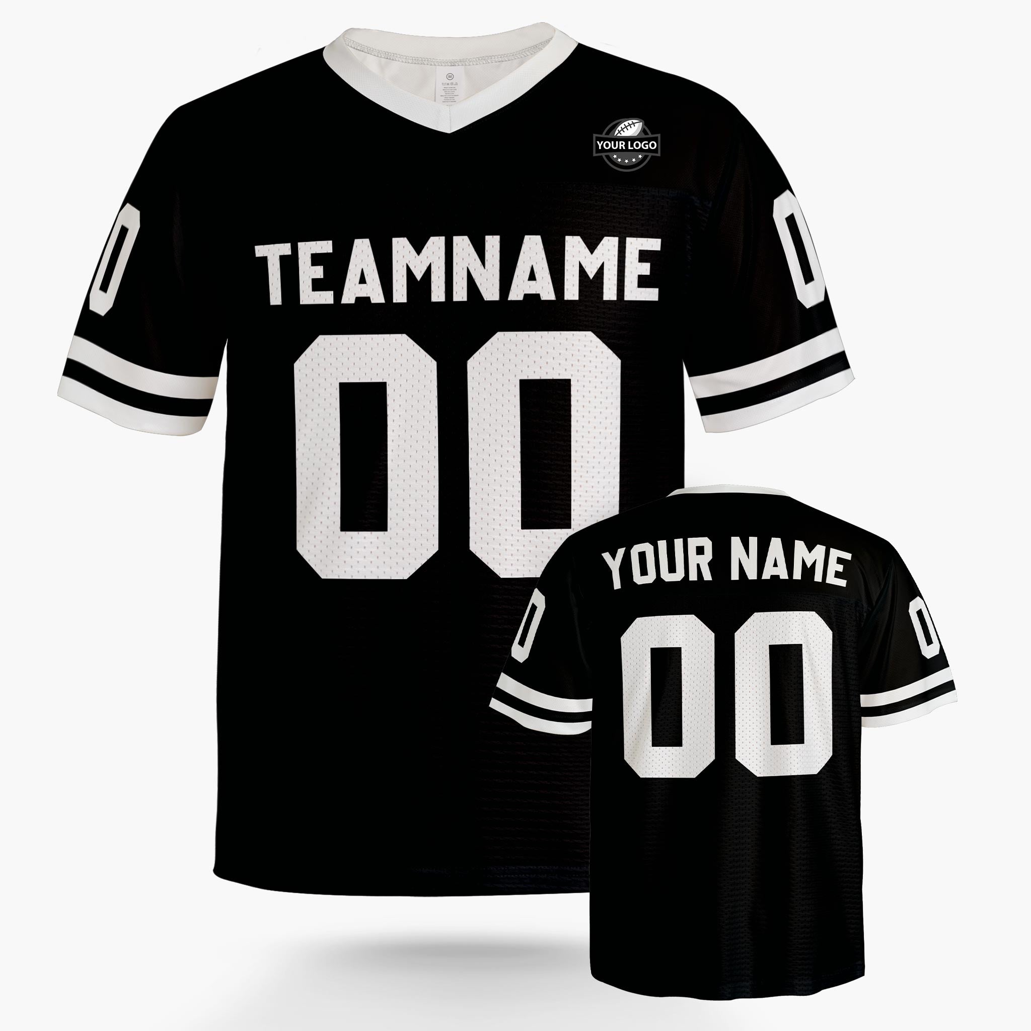Custom Football Jersey Black and White - Design Your Own