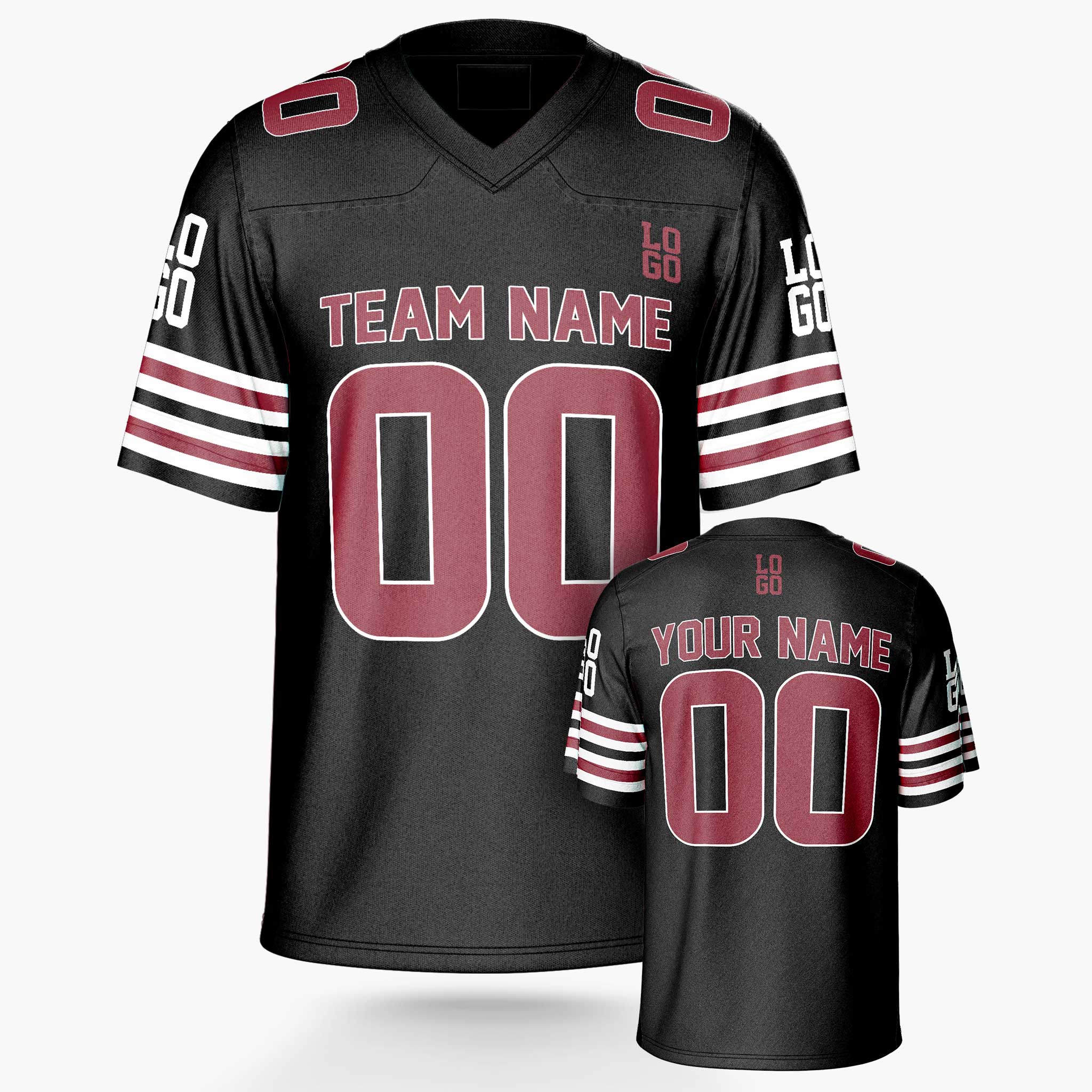 Custom Football Jersey Black and Wine - Design Your Own
