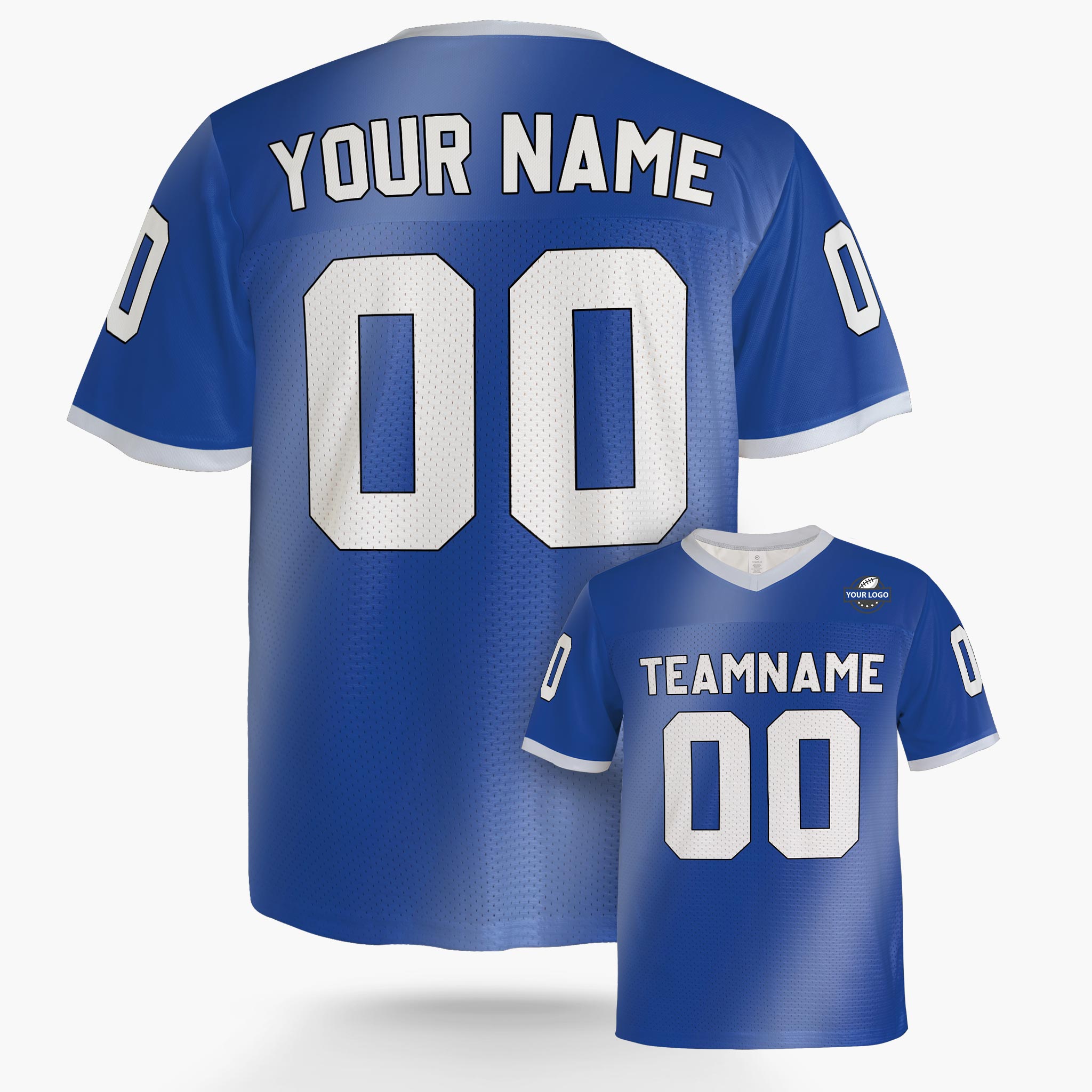 Custom Football Jersey Blue and Light Blue Gradient - Design Your Own