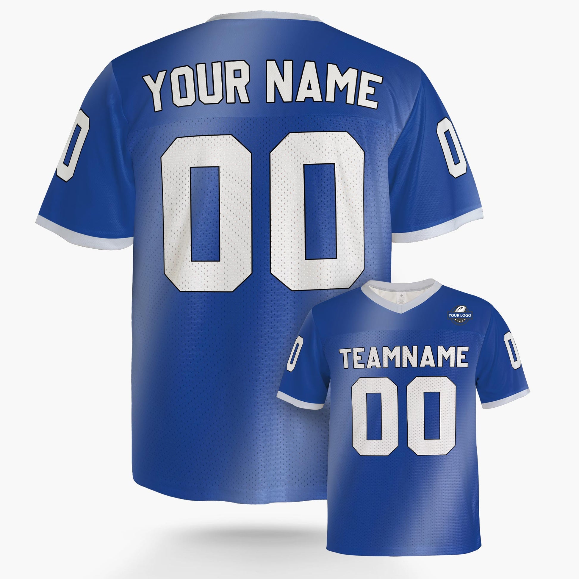 Custom Football Jersey Blue and Light Blue Gradient - Design Your Own