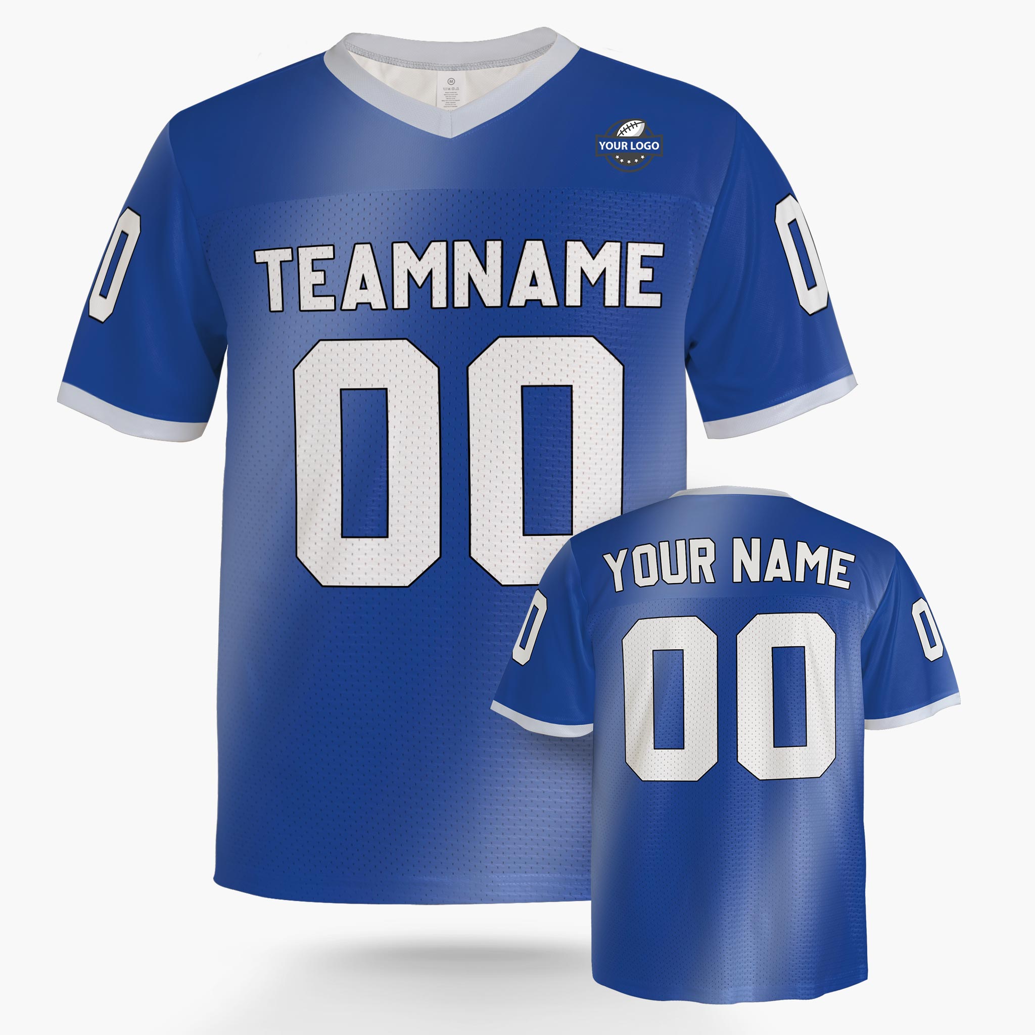 Custom Football Jersey Blue and Light Blue Gradient - Design Your Own