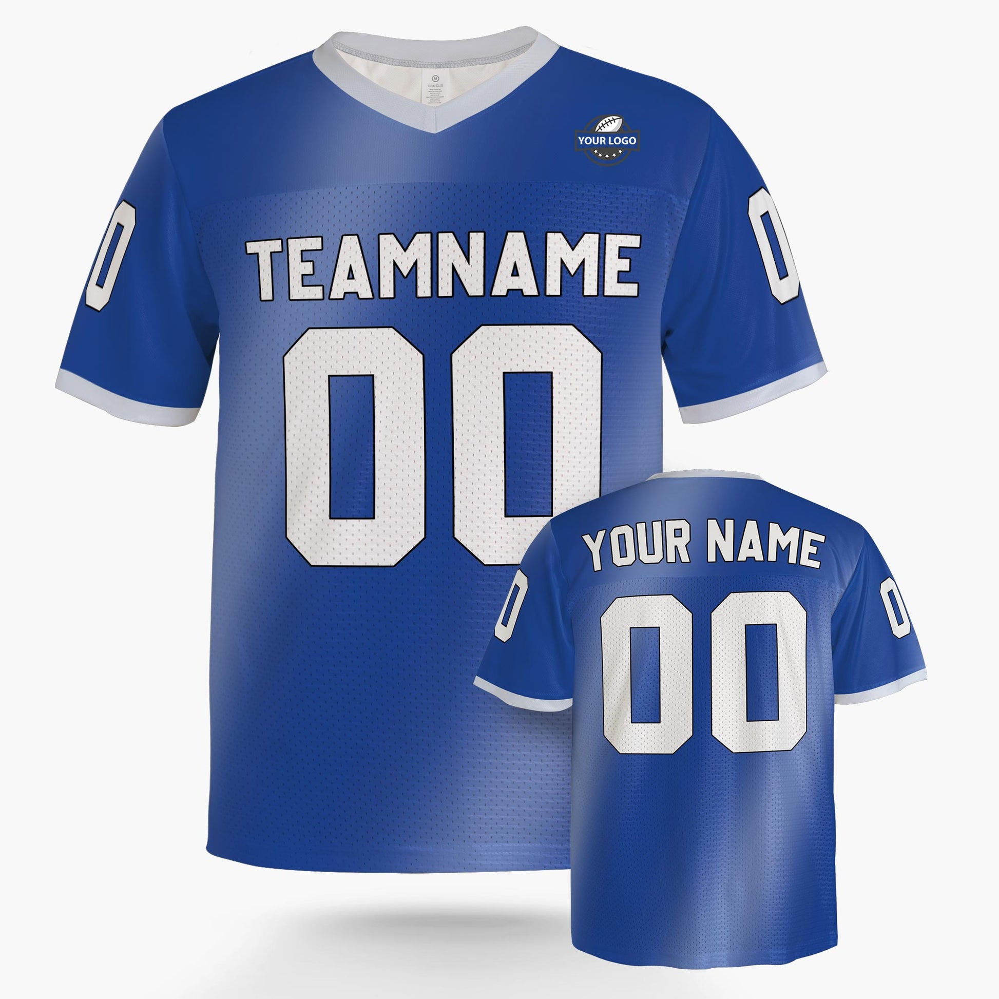 Custom Football Jersey Blue and Light Blue Gradient - Design Your Own