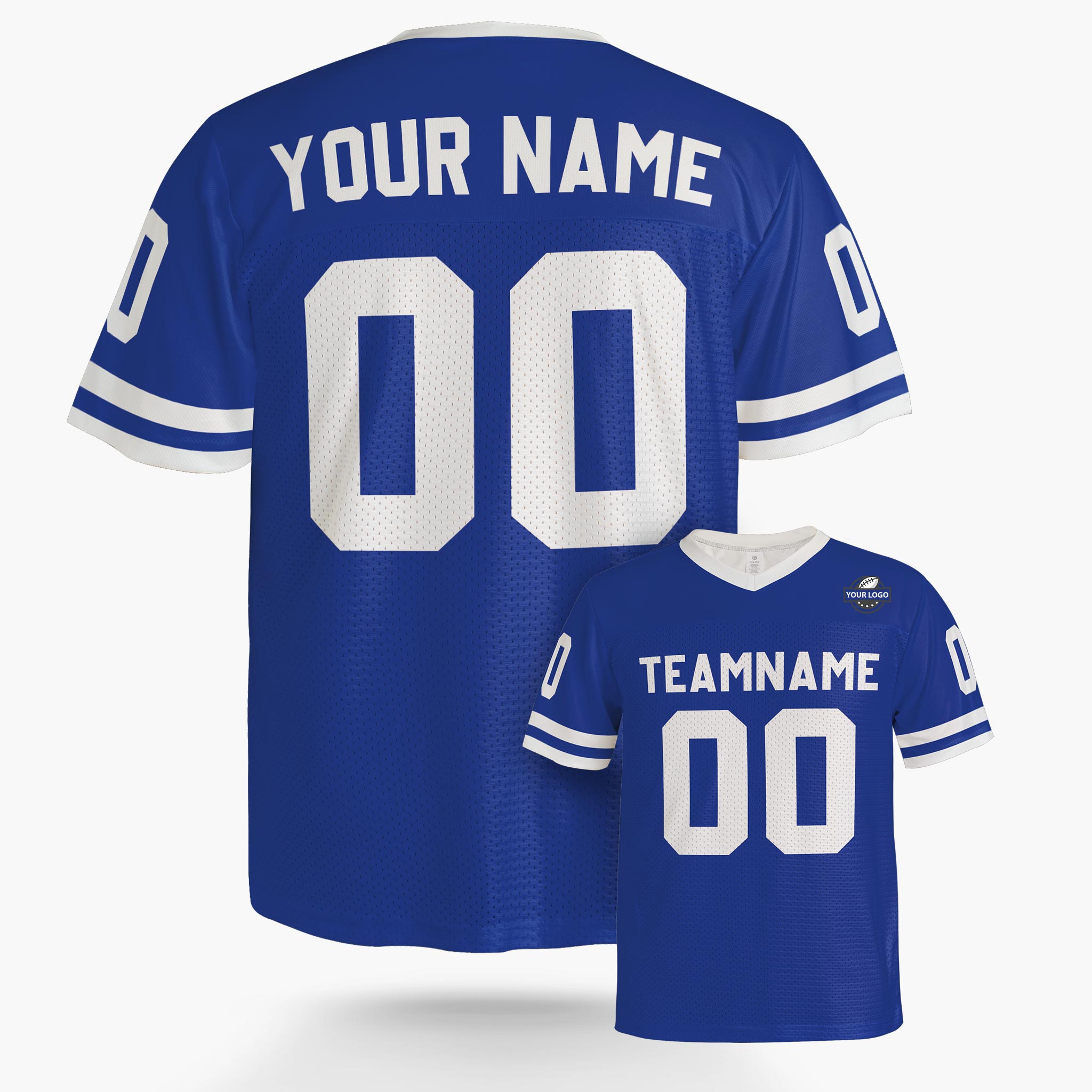 Custom Football Jersey Blue and White - Design Your Own