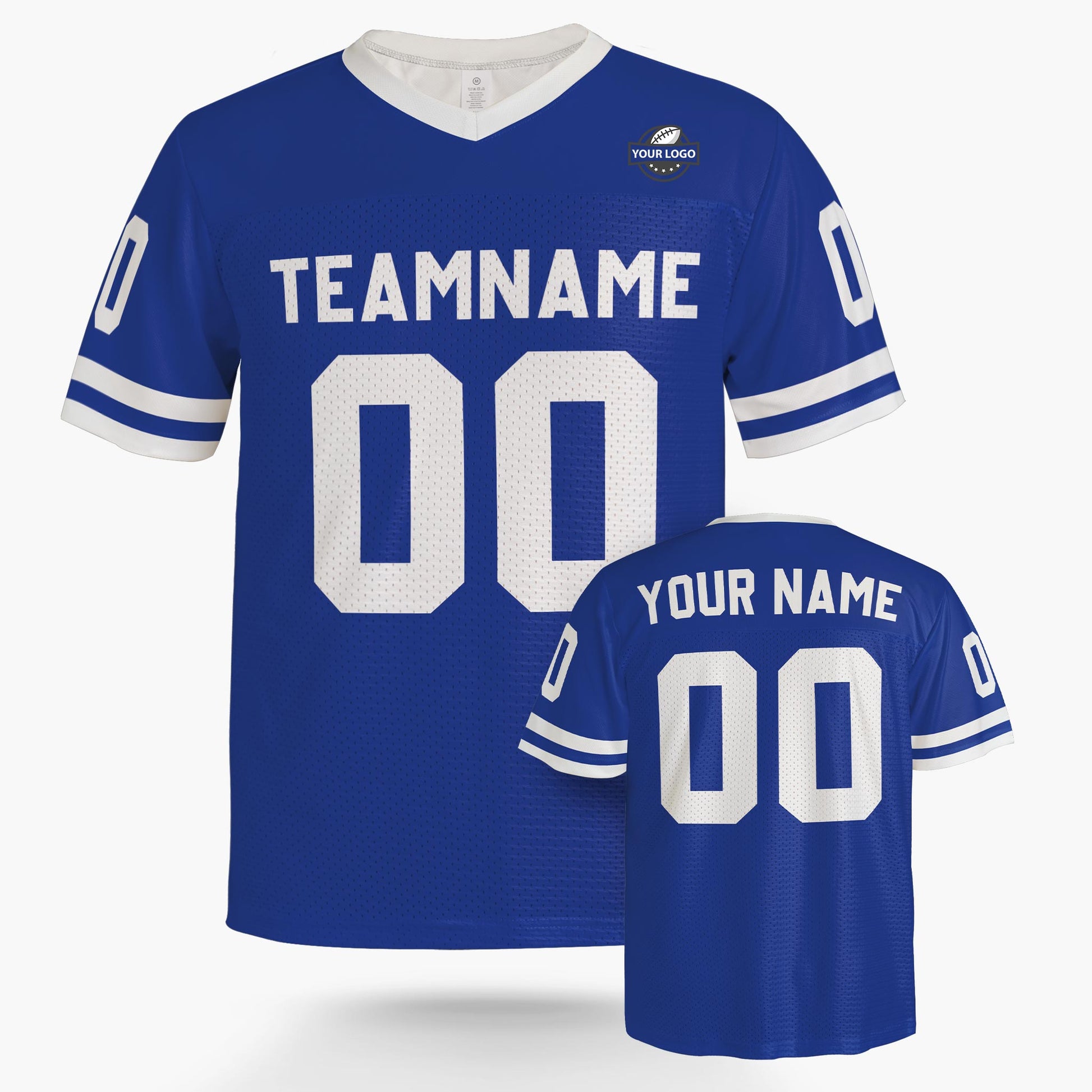 Custom Football Jersey Blue and White - Design Your Own