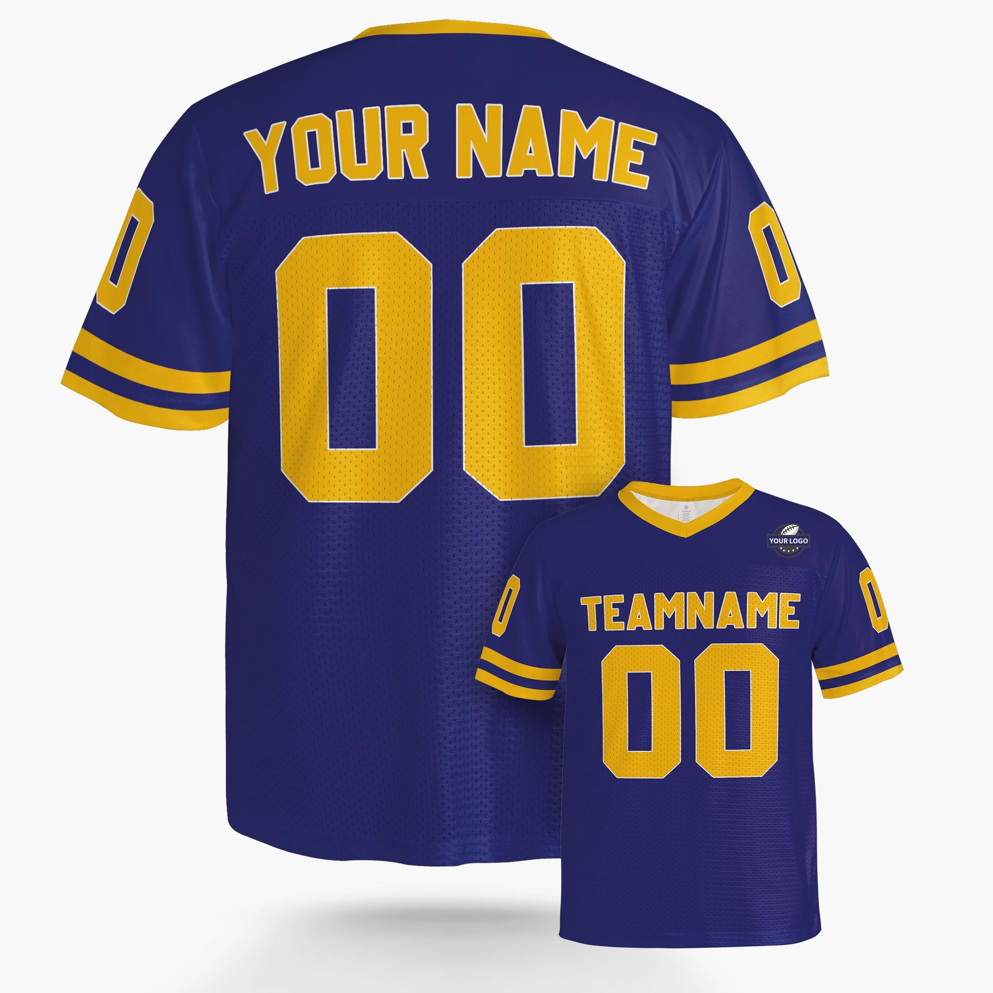 Custom Football Jersey Cobalt and Yellow - Design Your Own