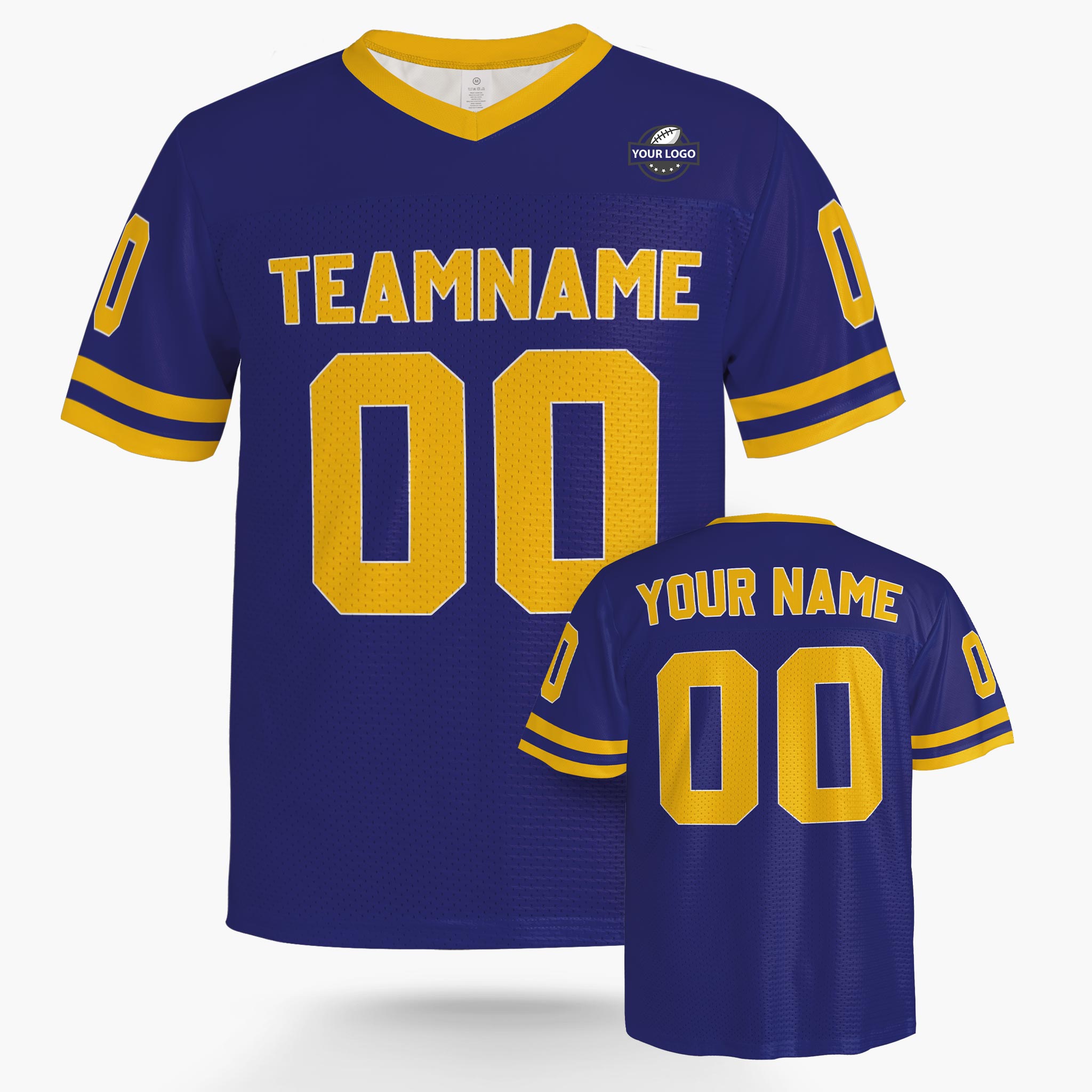Custom Football Jersey Cobalt and Yellow - Design Your Own