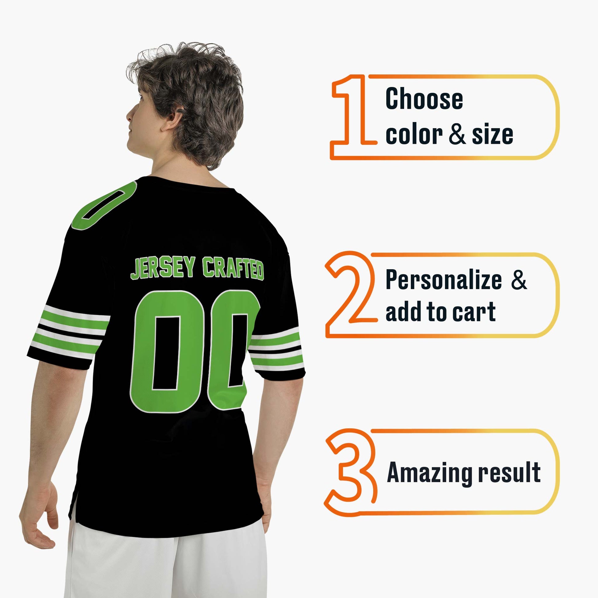 Custom Football Jersey Black and Neon Green - Design Your Own