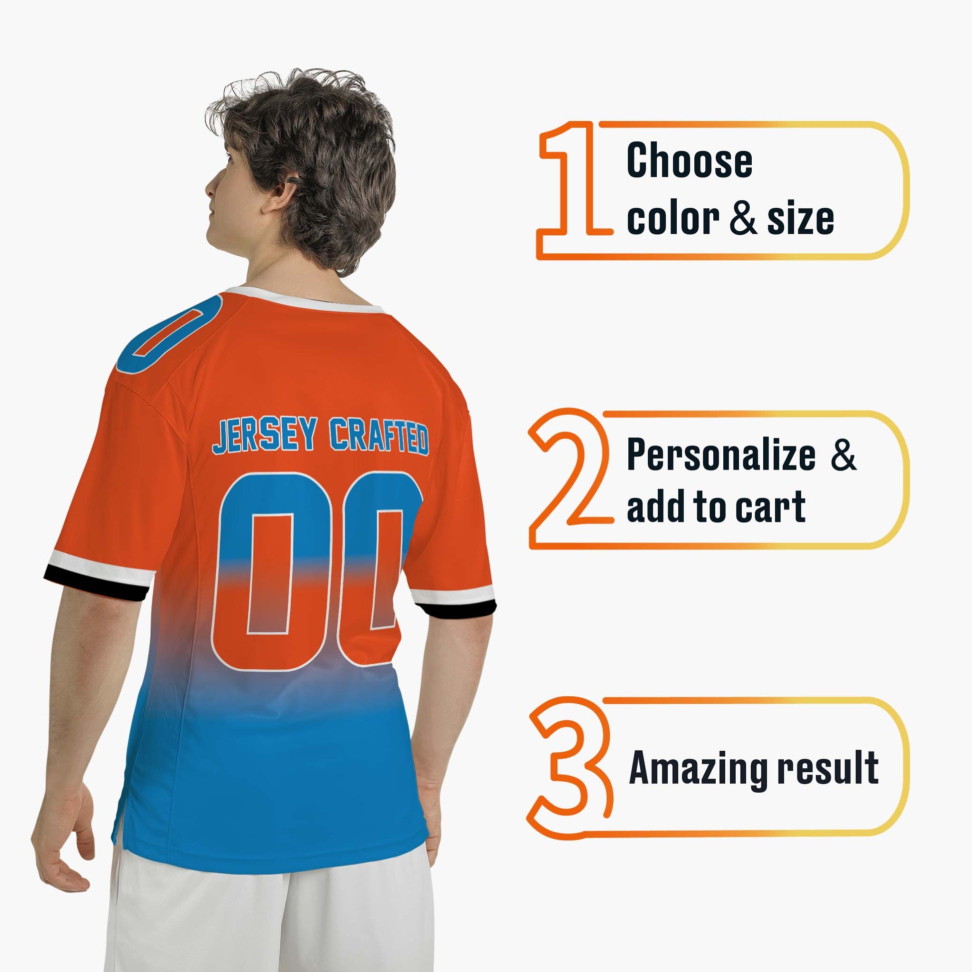 Custom Football Jersey Orange and Blue - Design Your Own