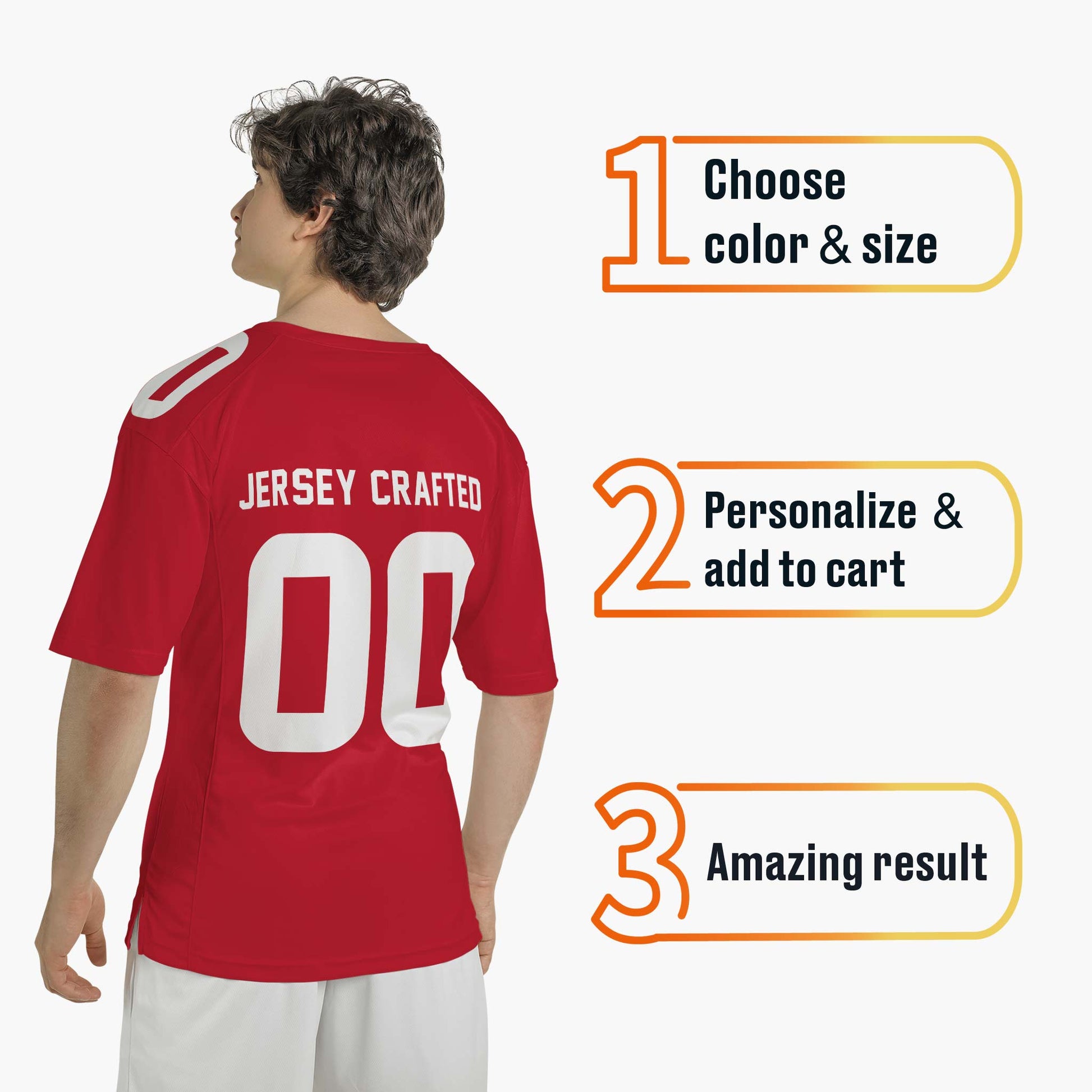 Custom Football Jersey Red and White - Design Your Own