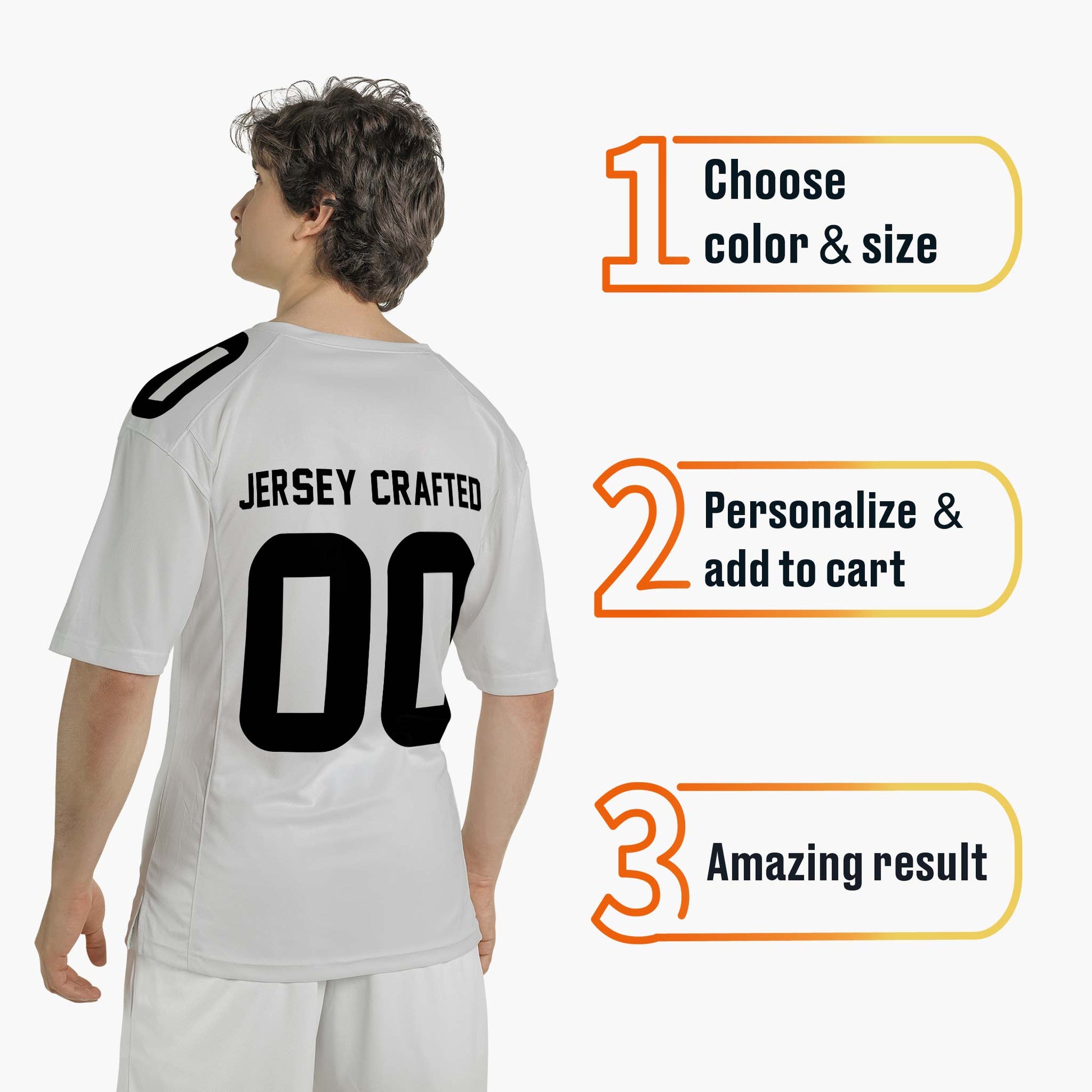 Custom Football Jersey White and Black - Design Your Own